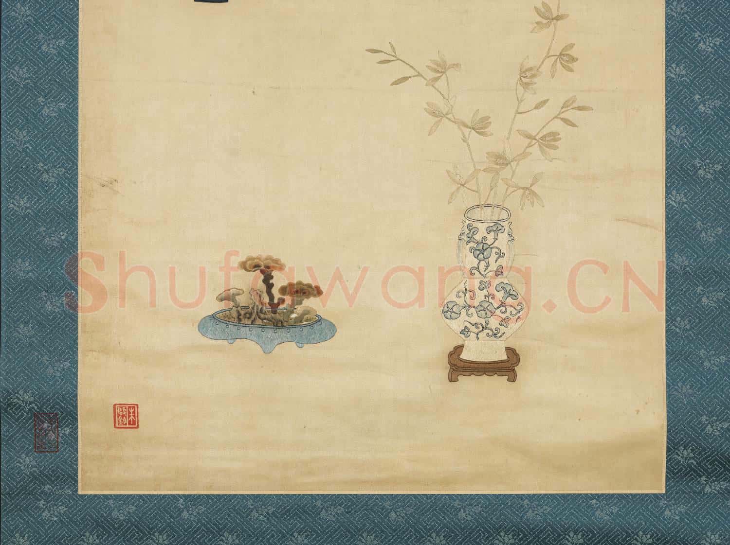 明粵繡博古圖屏(四)軸故絲