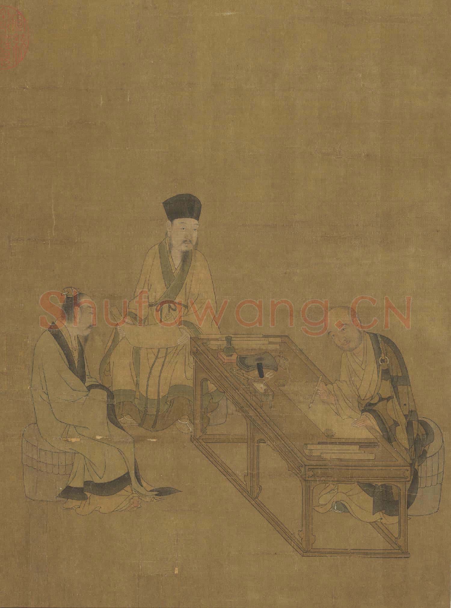 宋劉松年攆茶圖.軸故畫