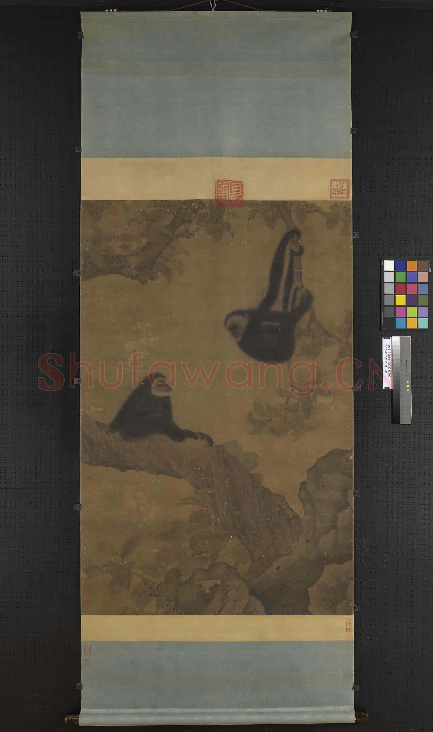 宋人枇杷猿戲圖.軸故畫