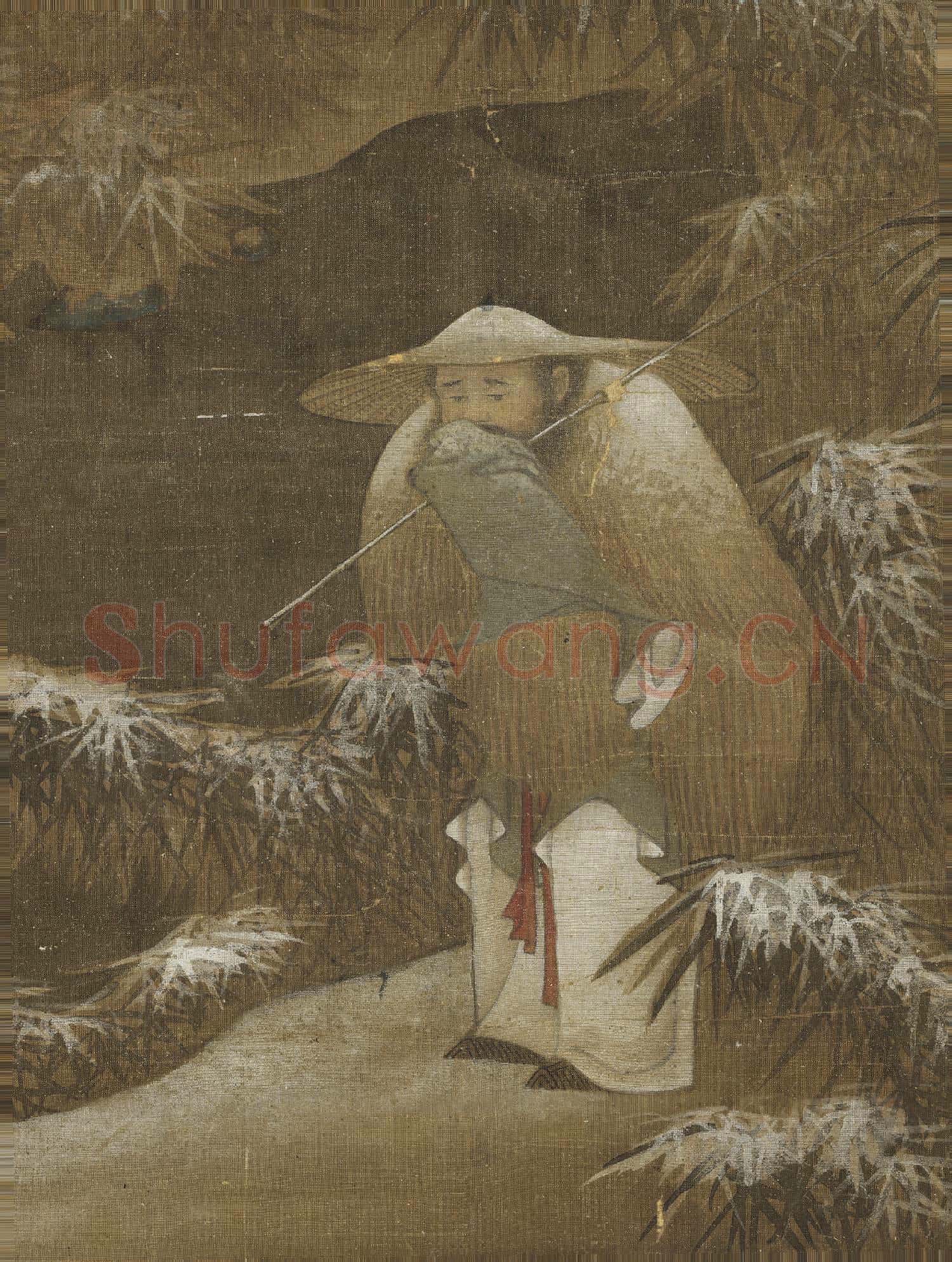五代人雪漁圖.軸故畫