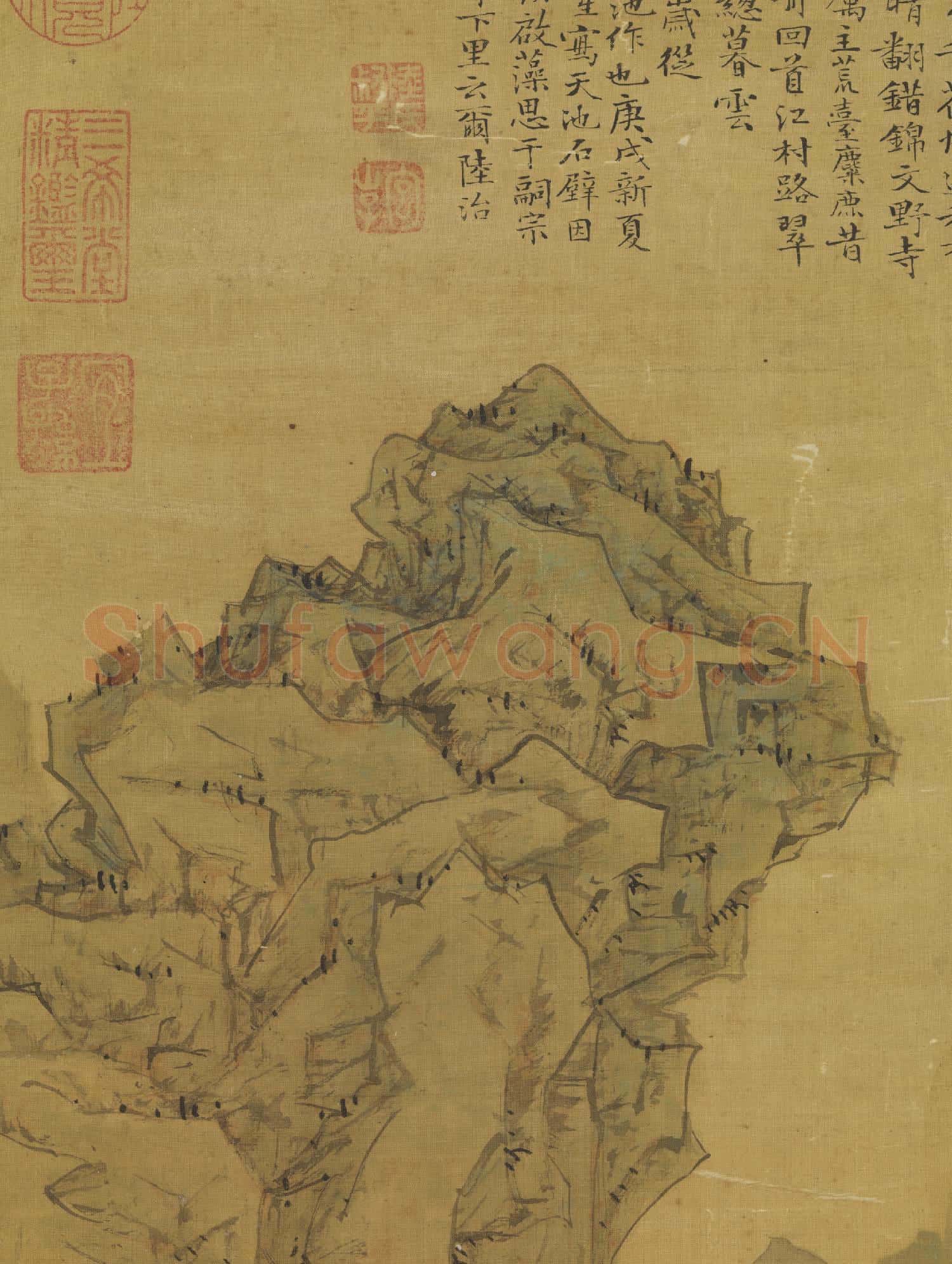 明陸治天池石壁.軸故畫