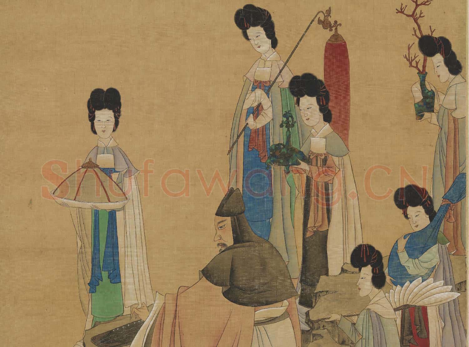明陳洪綬撫琴圖.軸故畫
