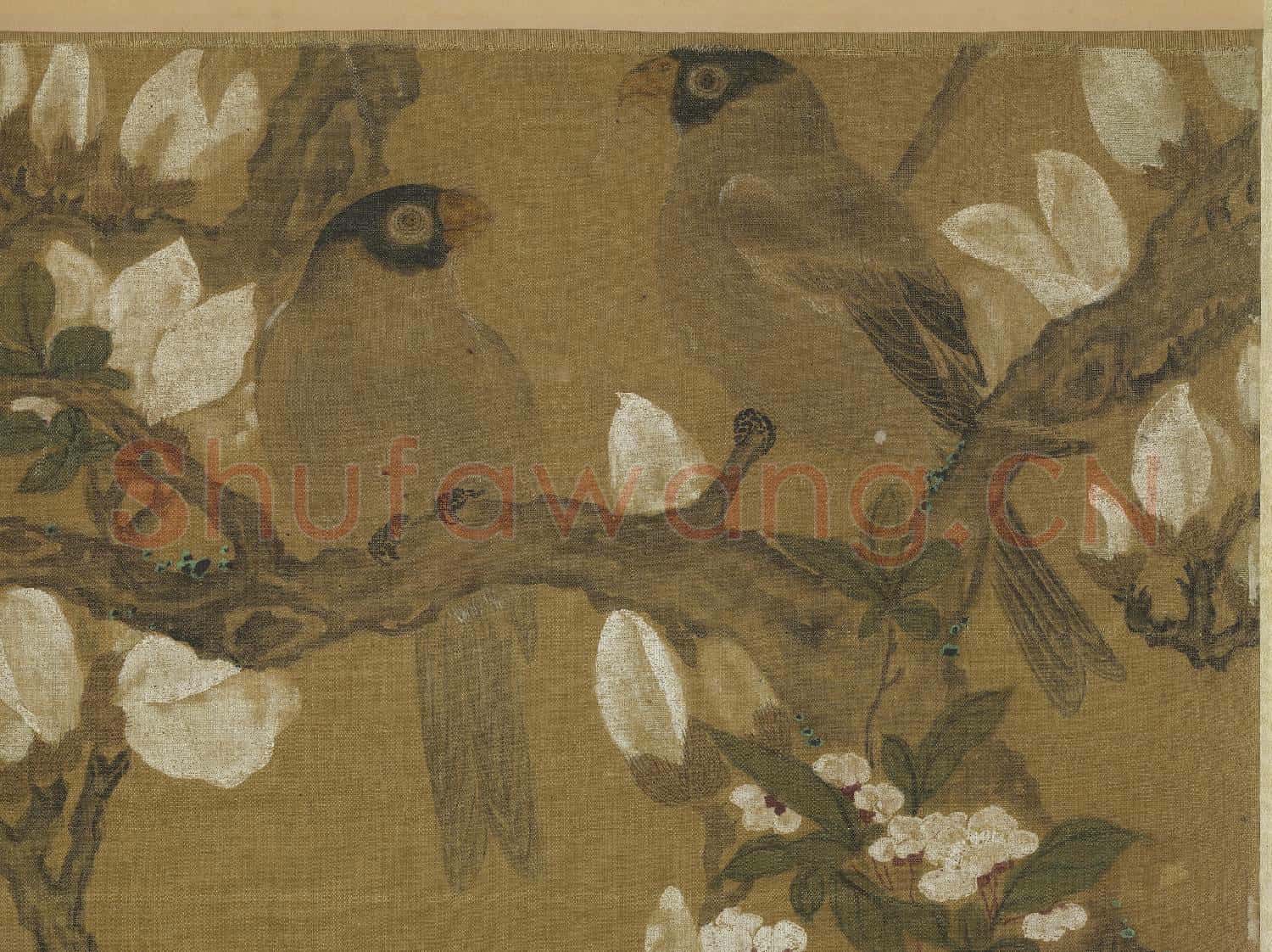 明陸治錦圃鳴春.軸故畫