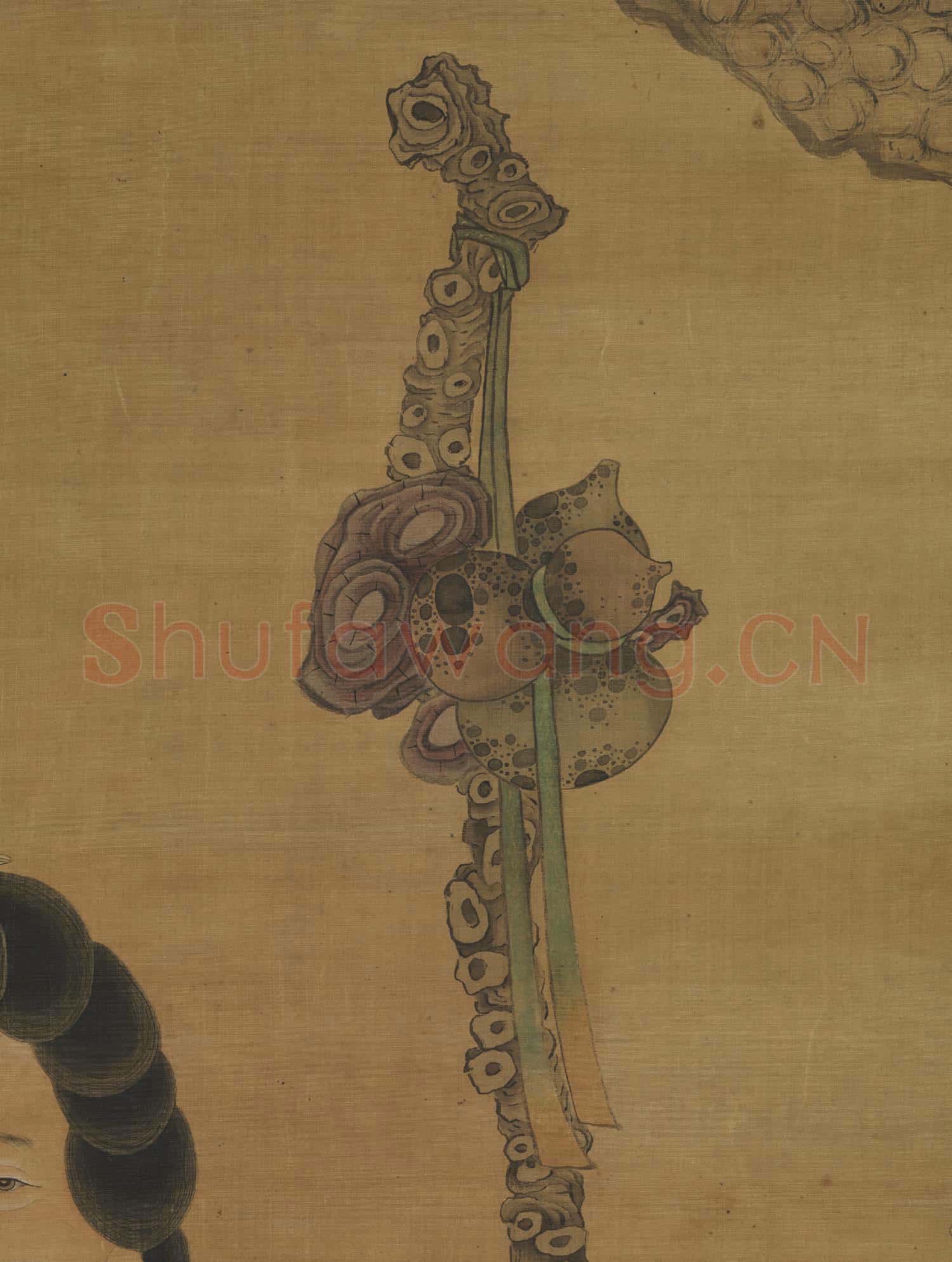 明陳洪綬仙人獻壽圖.軸故畫