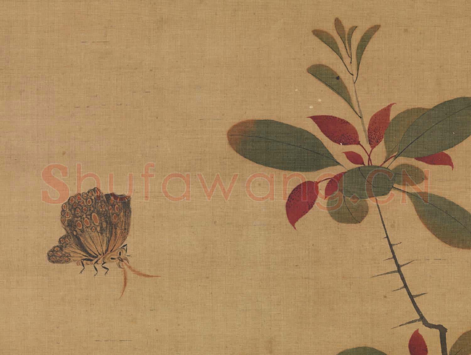 明陳洪綬花蝶寫生.軸故畫