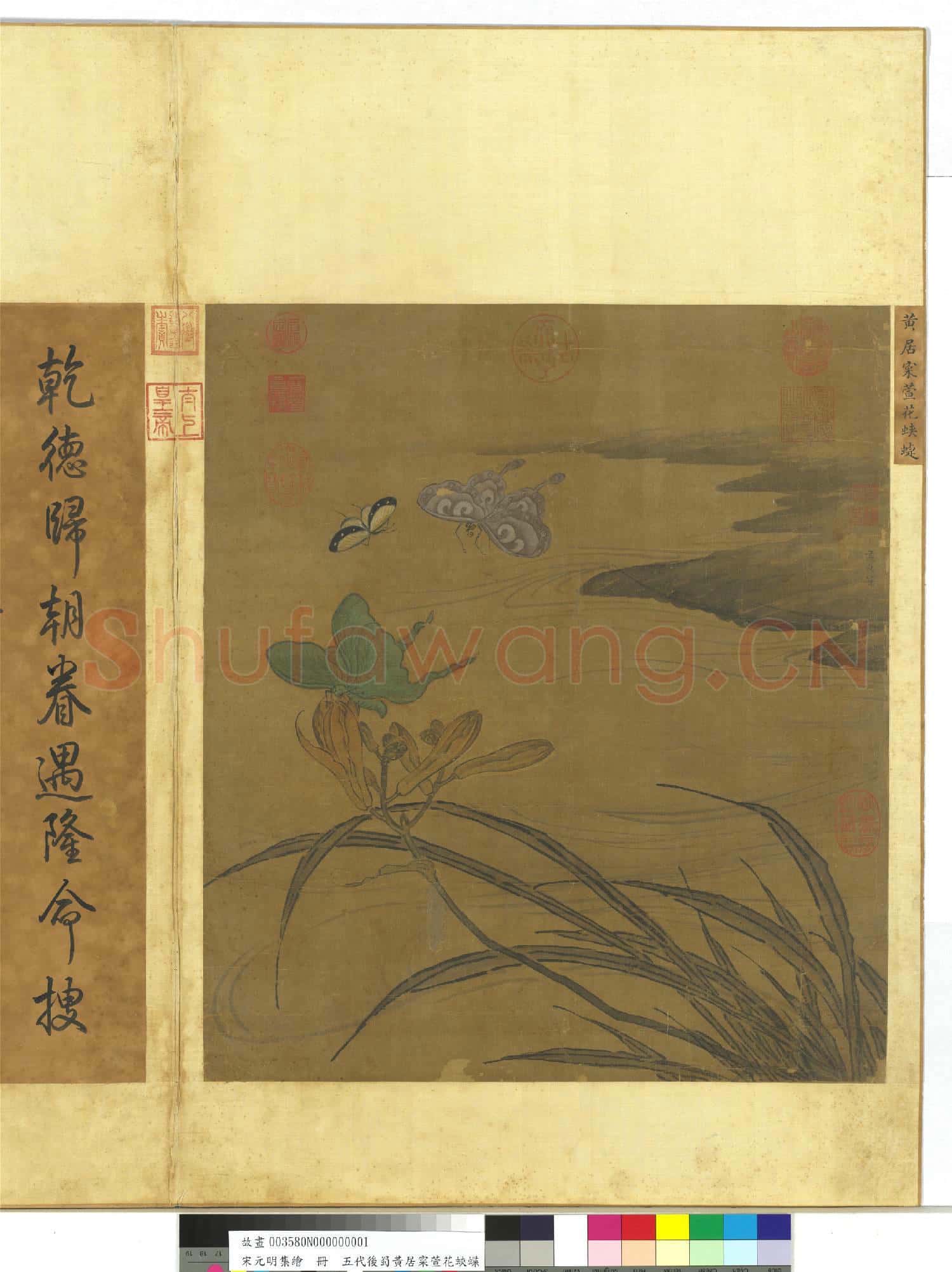 宋元明集繪.冊.宋黃居寀萱花蛺蝶故畫