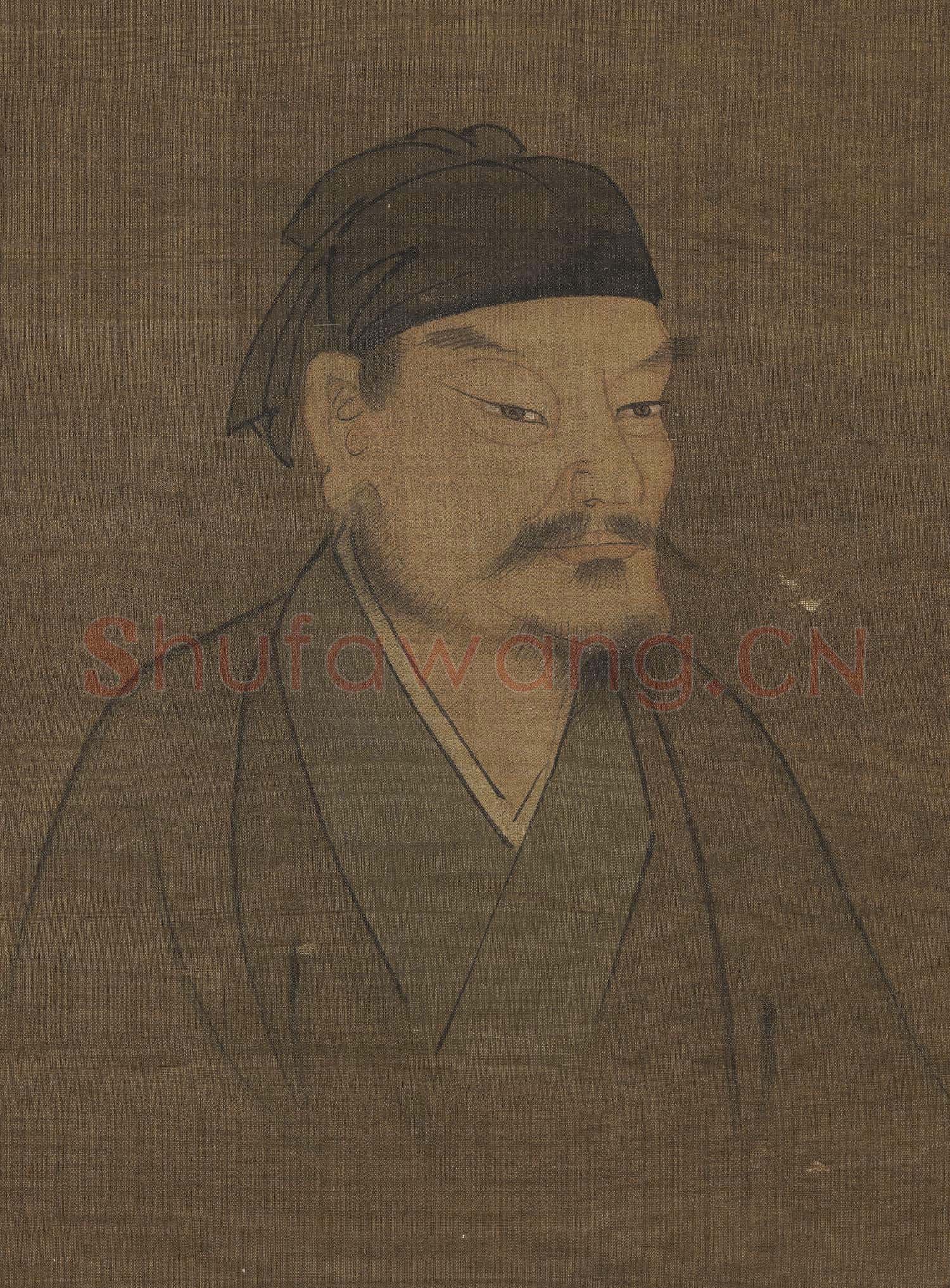 歷代帝王半身像冊宋.文帝.中畫