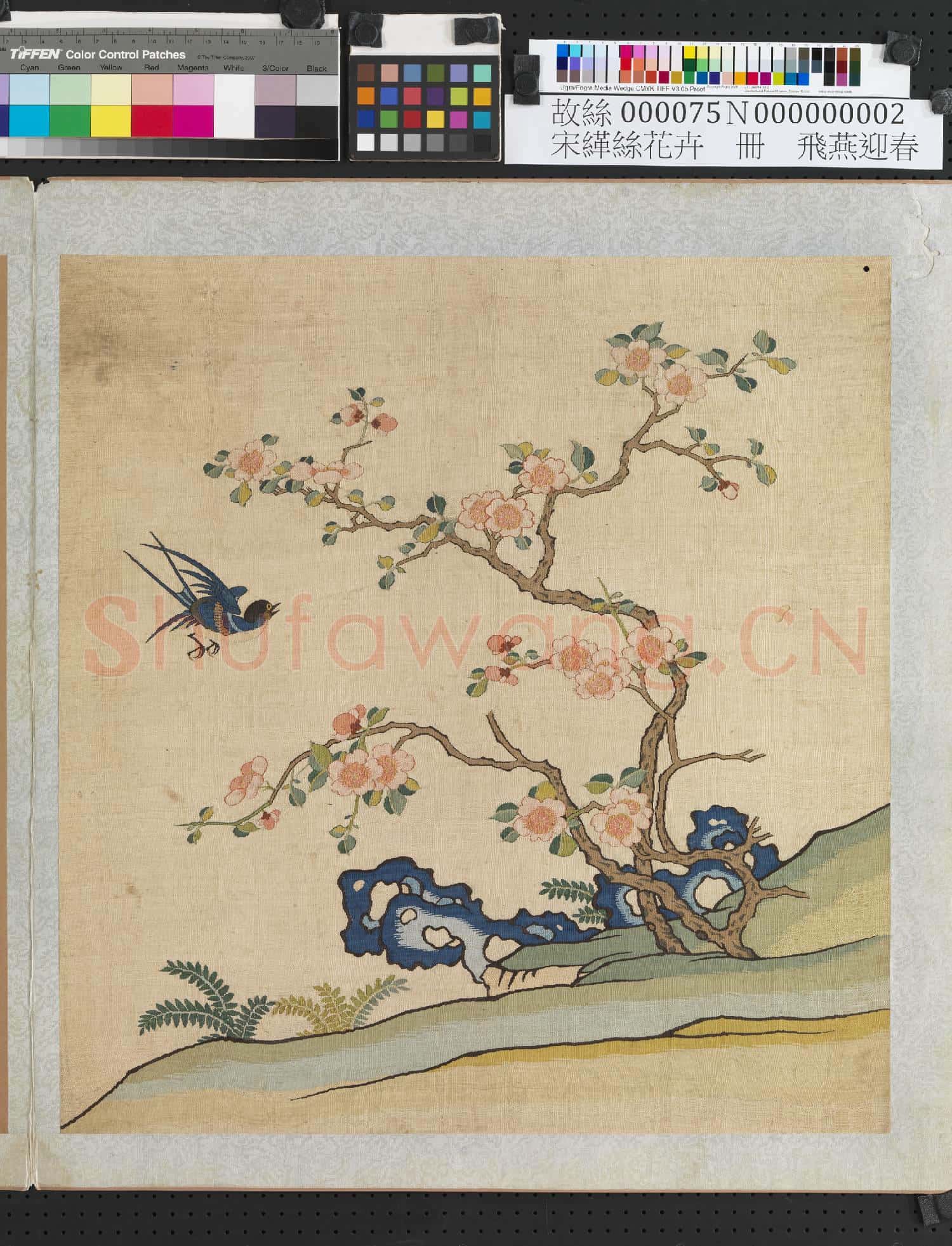刻絲花卉.冊.飛燕迎春故絲