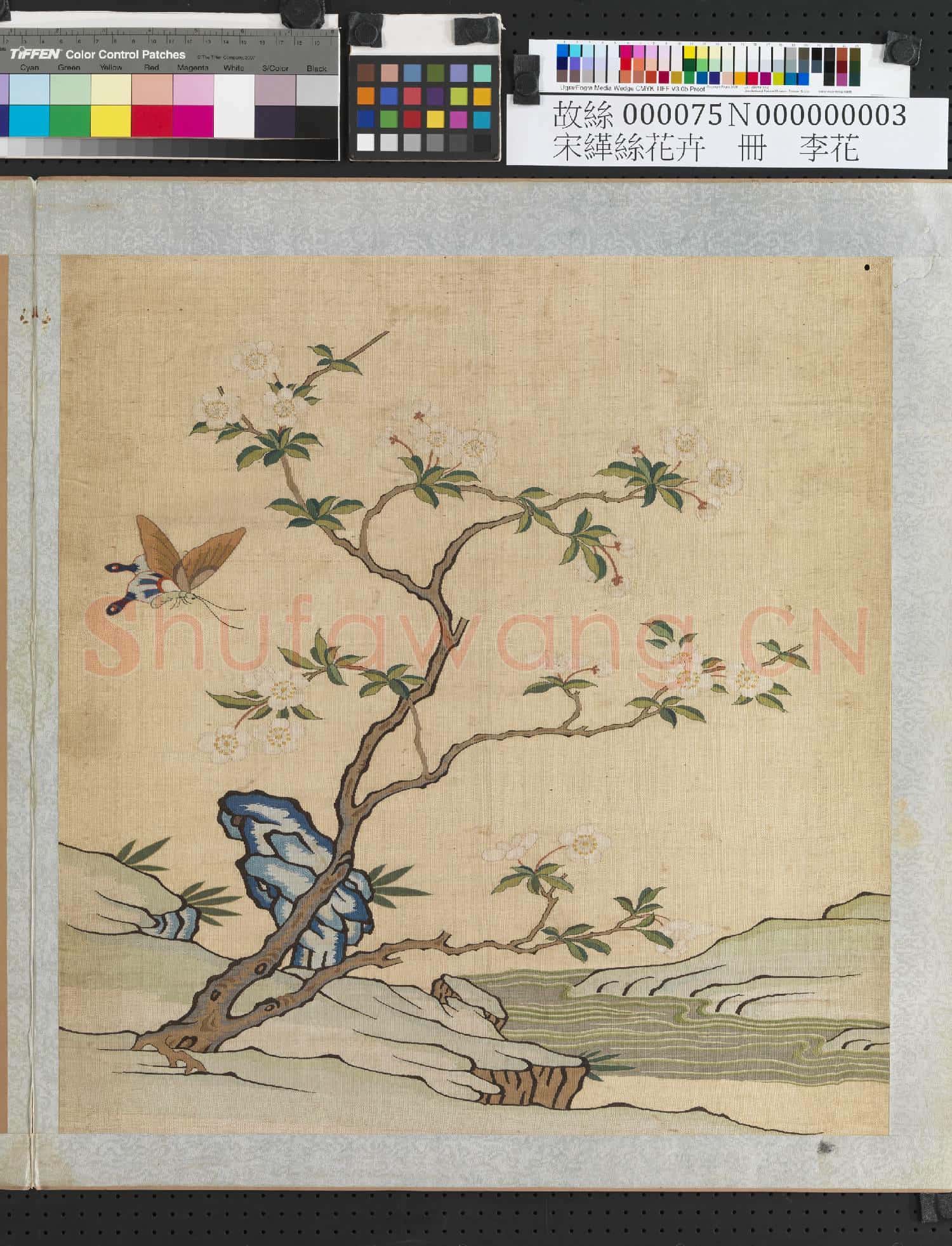 刻絲花卉.冊.李花故絲