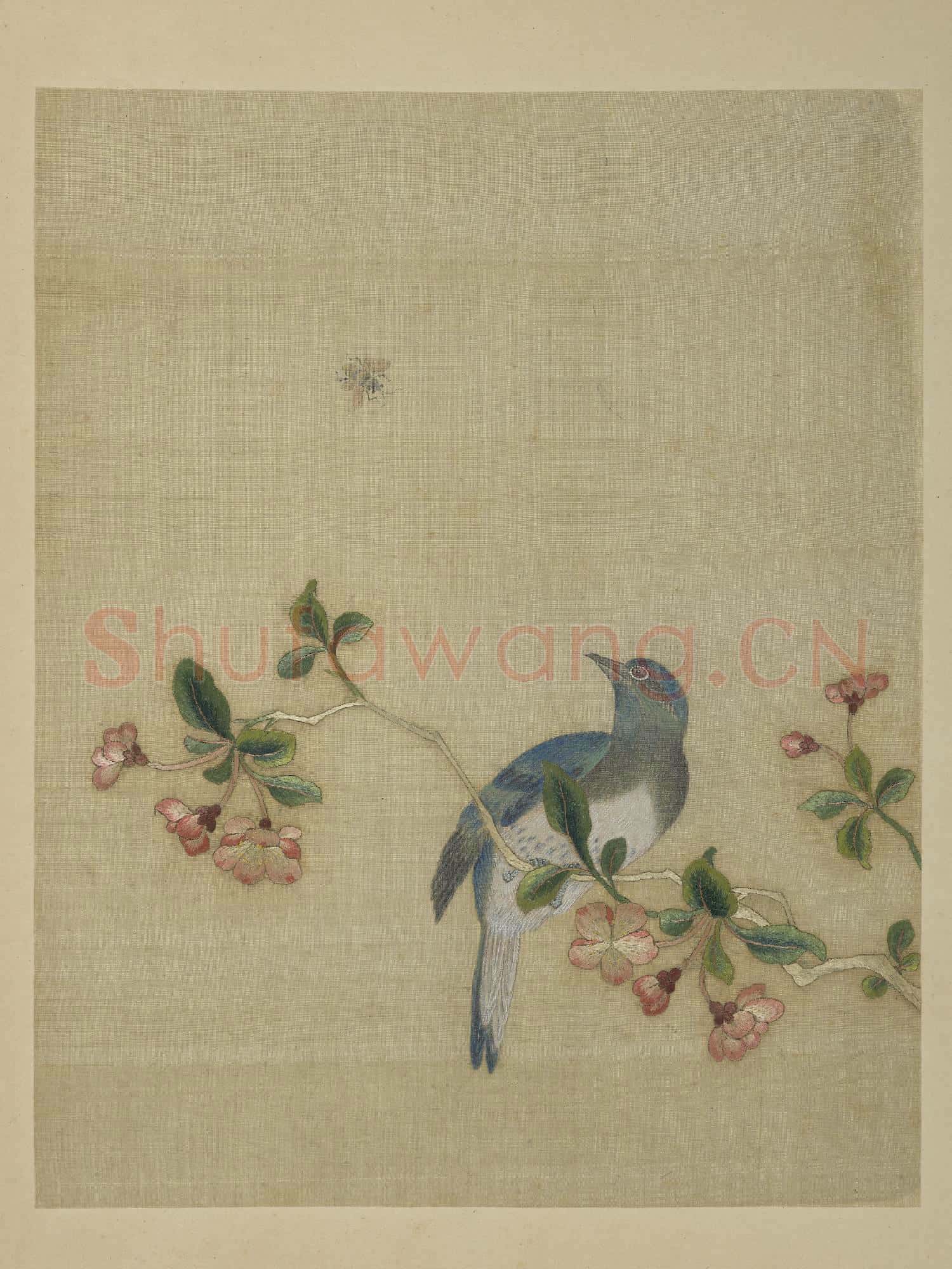 清繡繪花鳥.冊.海棠翠羽故絲