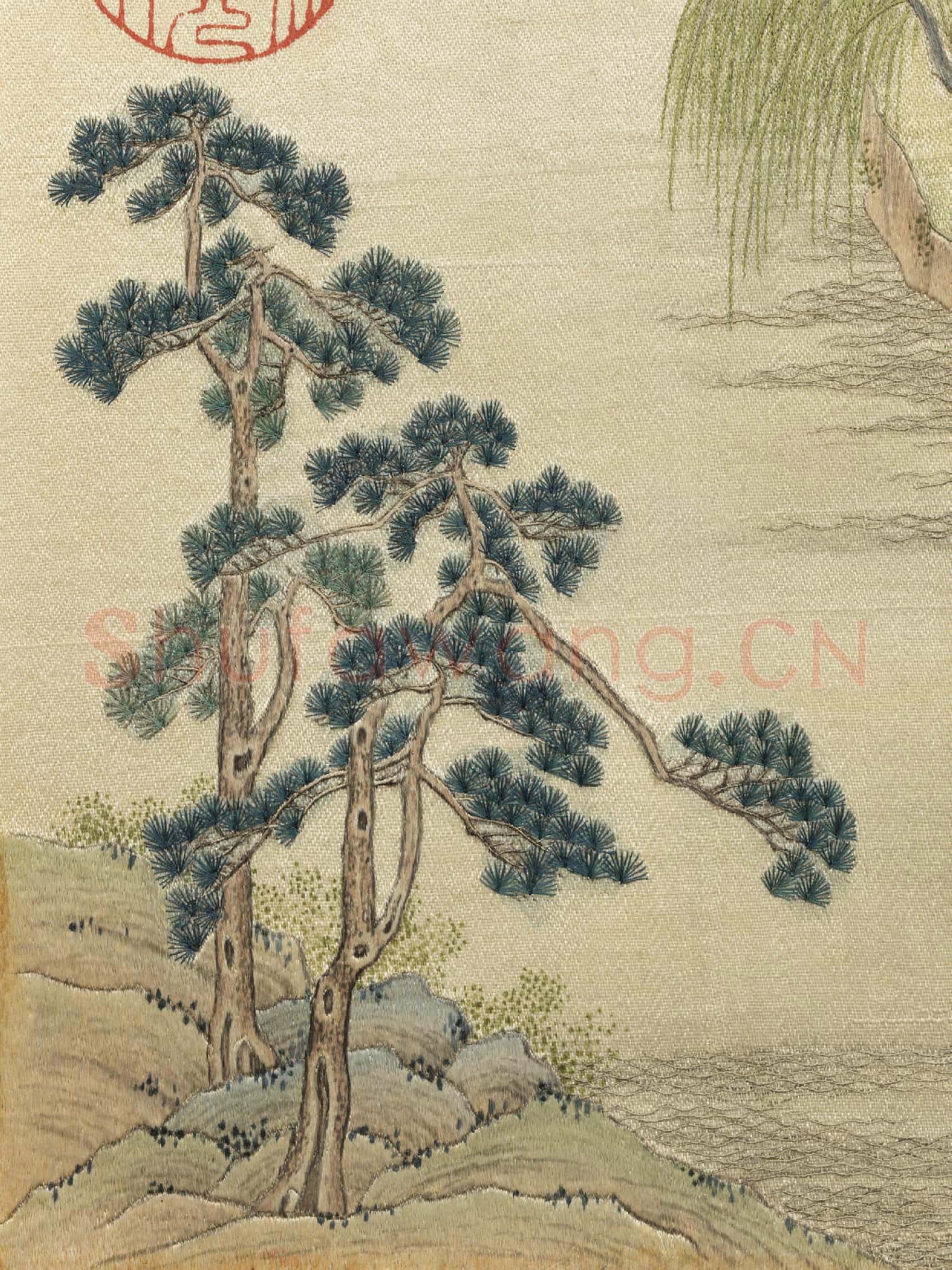 清繡線西湖圖.冊.三潭印月故絲