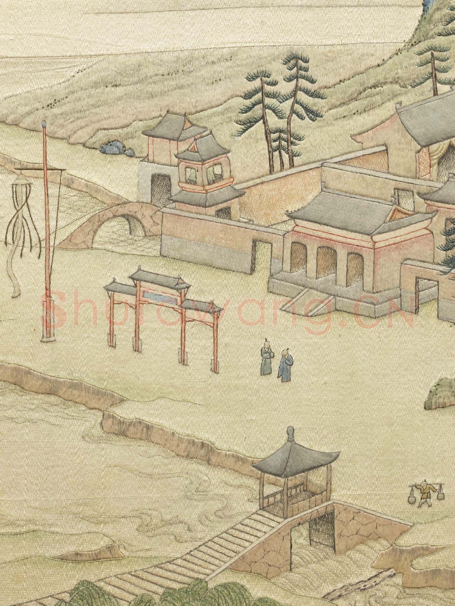 清繡線西湖圖.冊.斷橋殘雪故絲