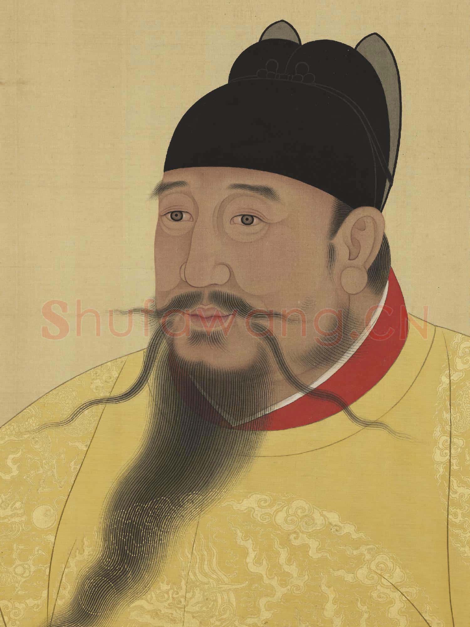 明.代帝后半身像(一)冊太宗文皇帝.中畫