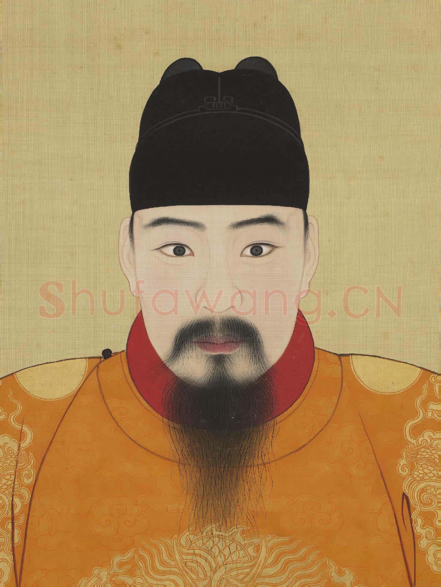 明.代帝后半身像(一)冊孝宗敬皇帝.中畫