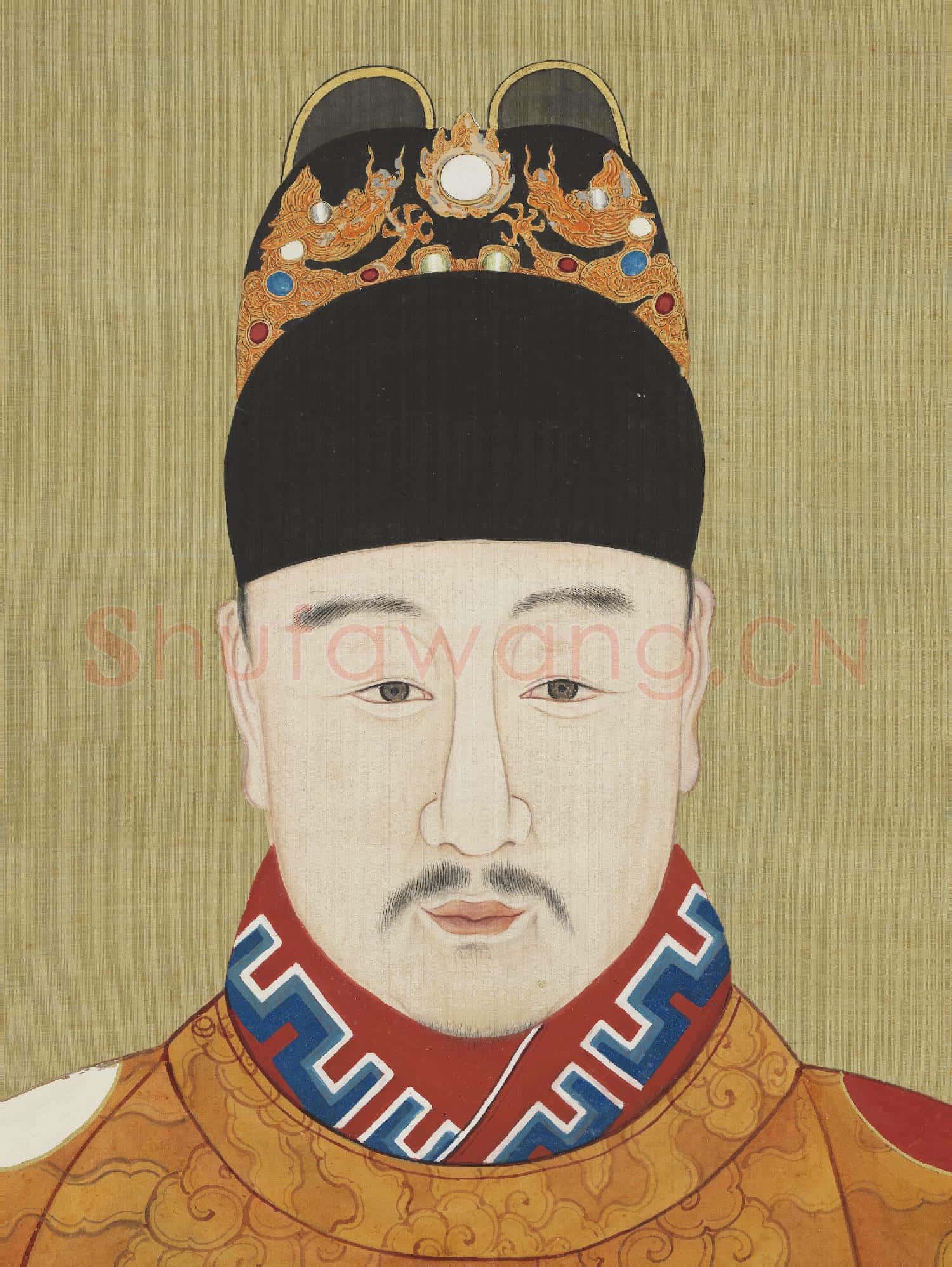 明.代帝后半身像(二)冊穆宗莊皇帝.中畫