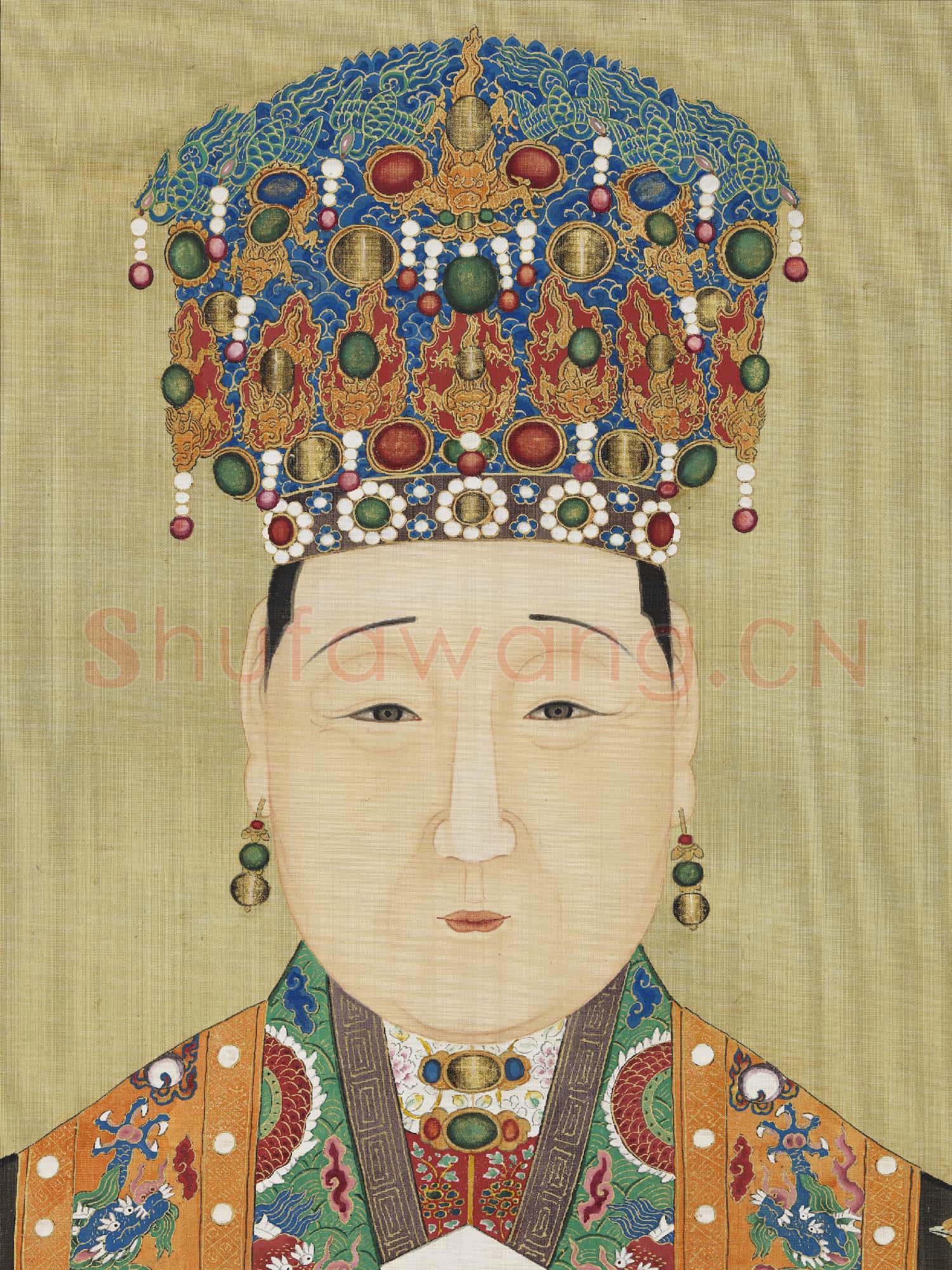 明.代帝后半身像(二)冊孝安皇后.中畫
