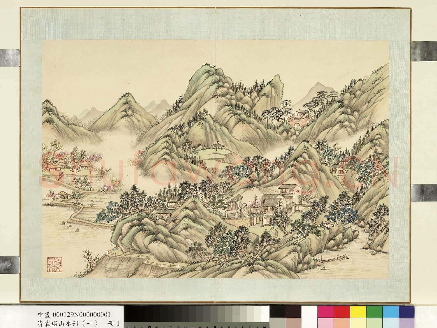 清.袁瑛山水冊(一)桃源人家.中畫