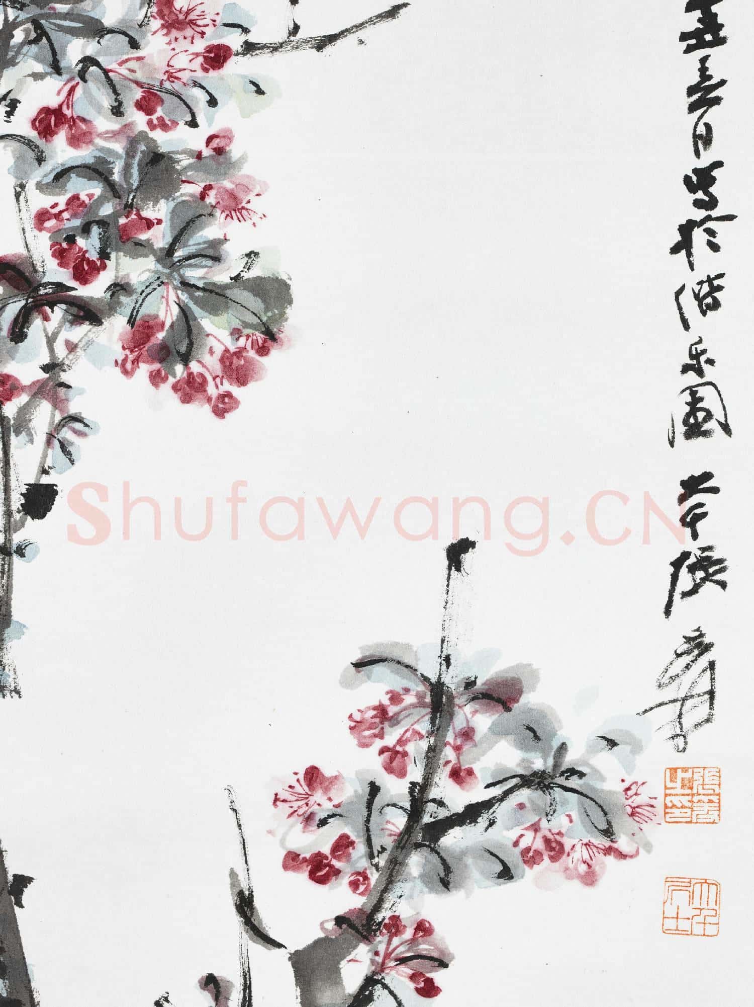 民國.張大千海棠軸.贈畫