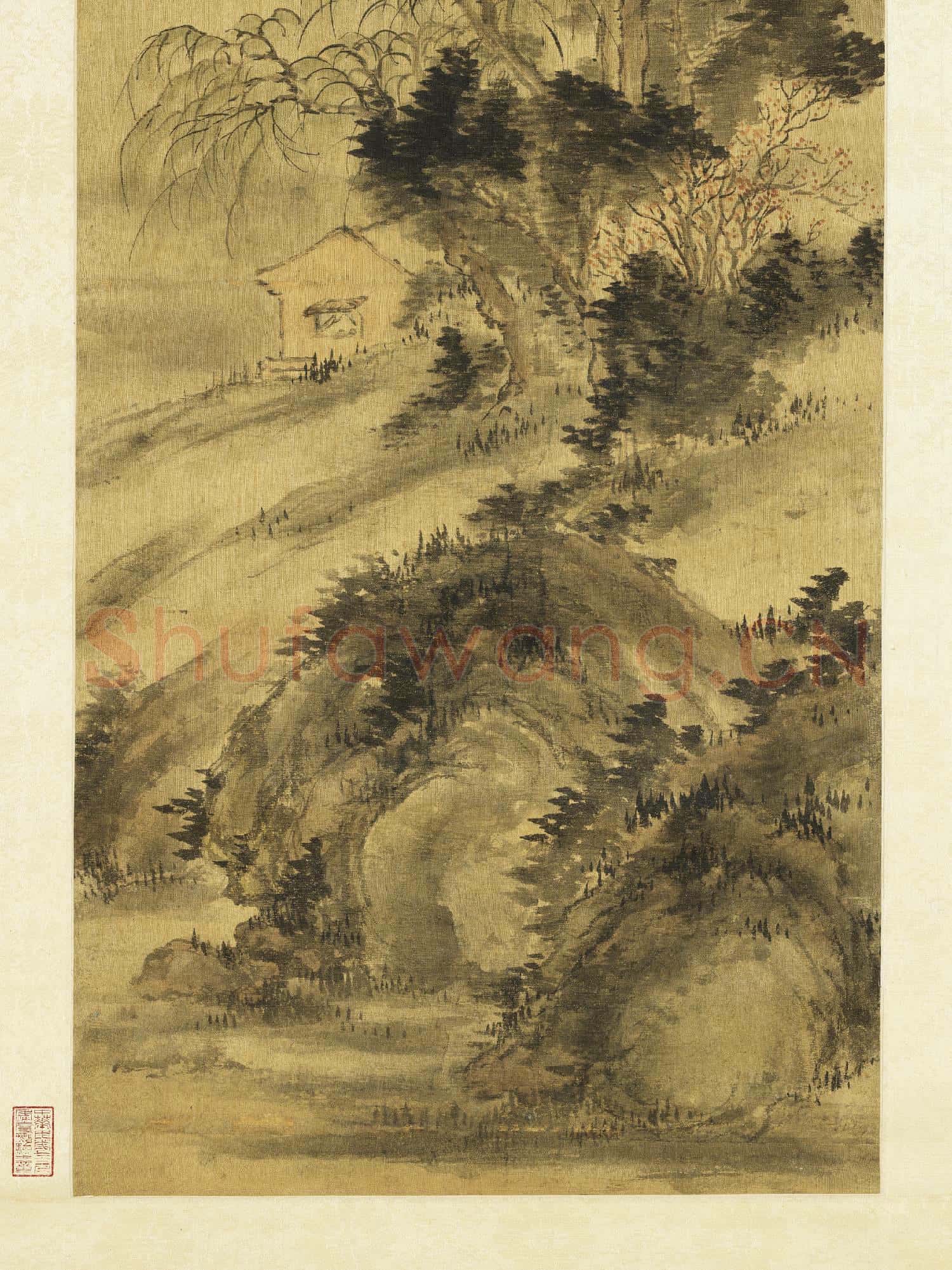 清.上官惠山水四屏軸之三.贈畫