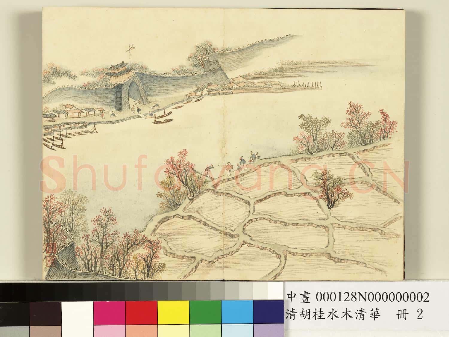 清.胡桂水木清.華冊山水二.中畫