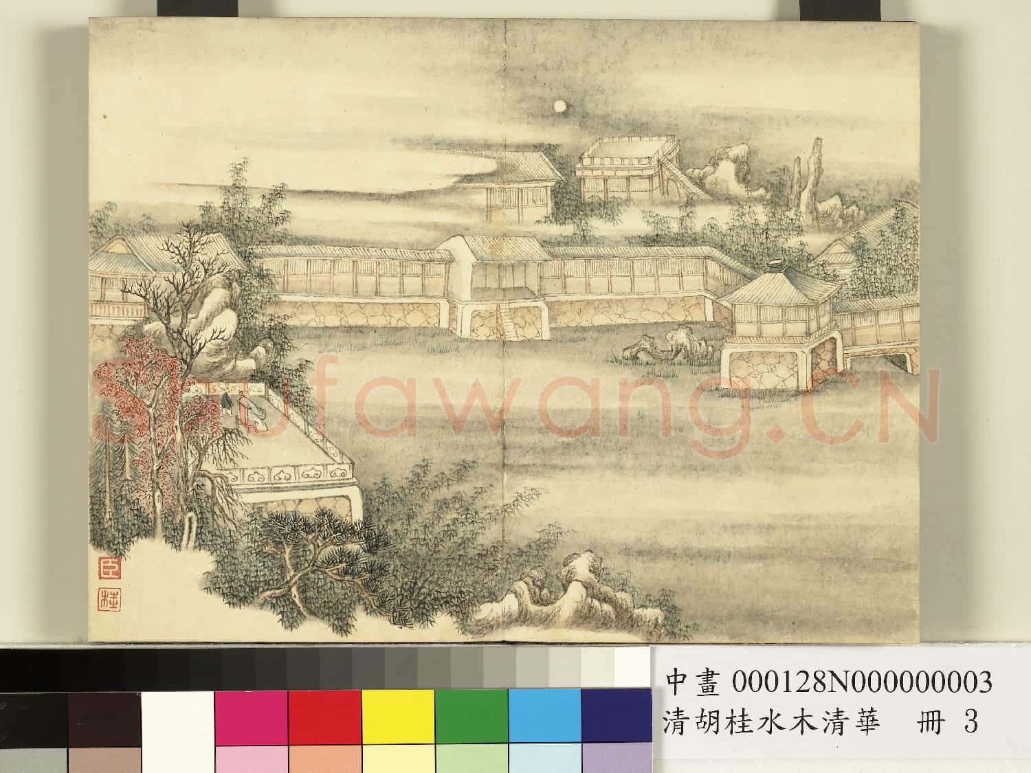 清.胡桂水木清.華冊山水三.中畫