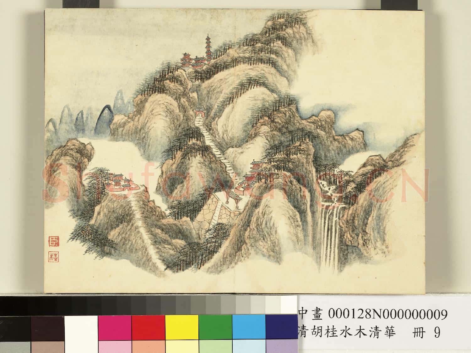 清.胡桂水木清.華冊山水九.中畫