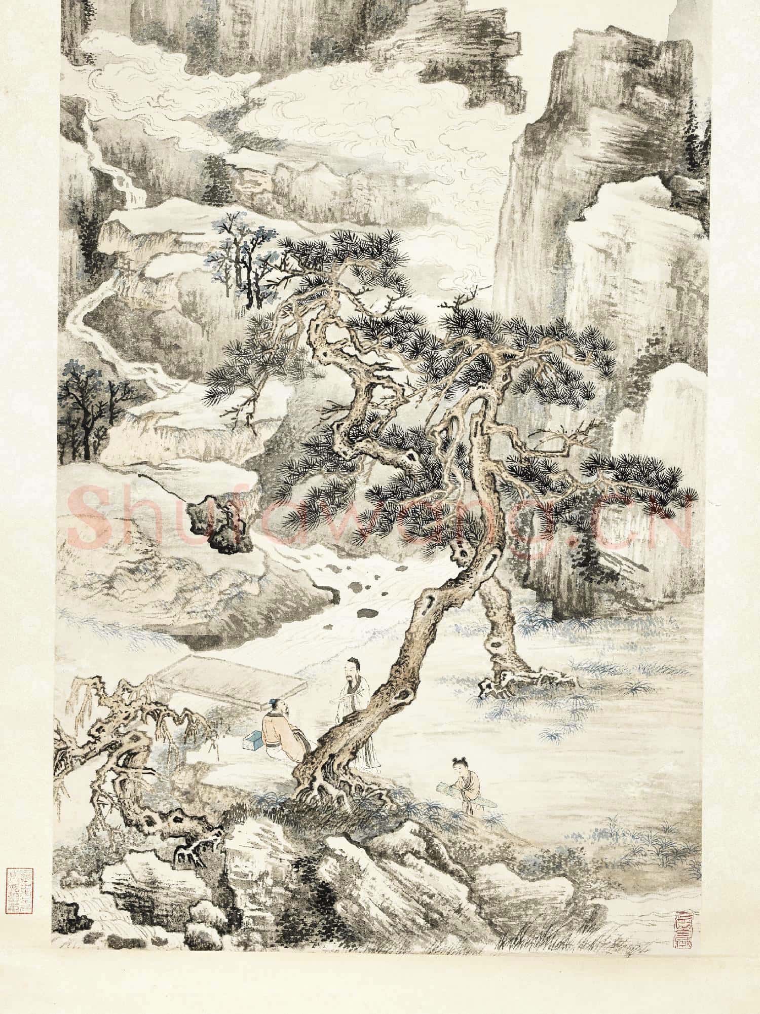 民國.馮迥松陰譚道軸.贈畫