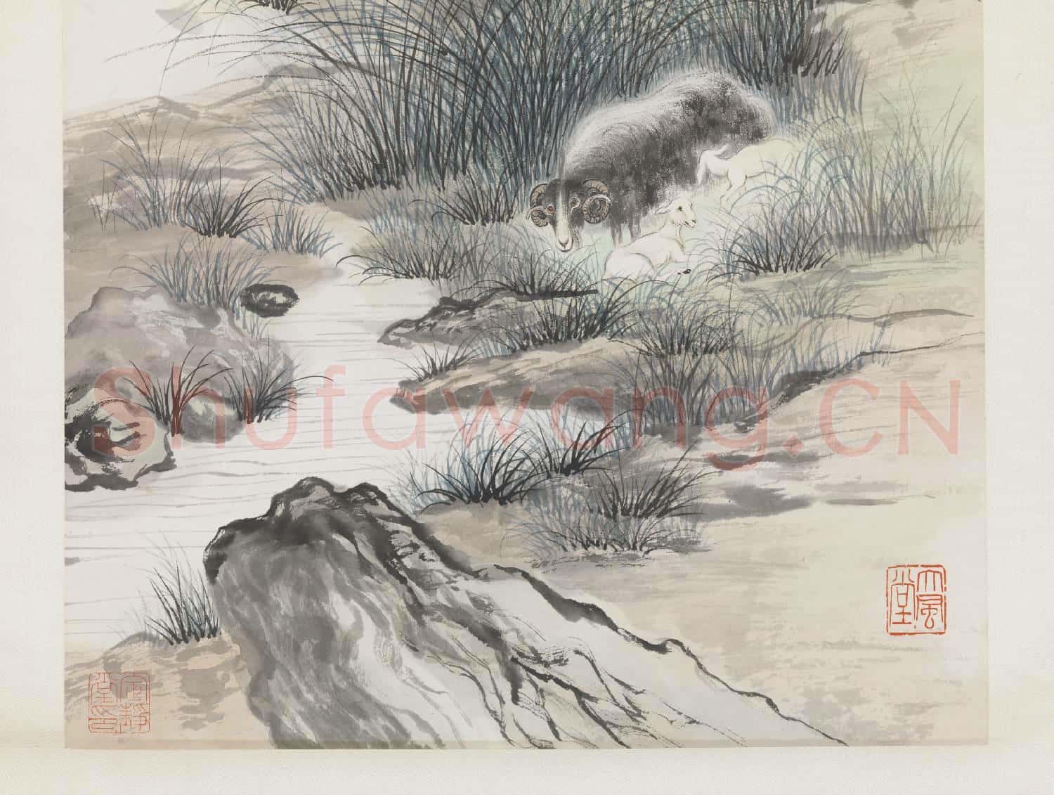 民國.張澤山羊圖軸.贈畫