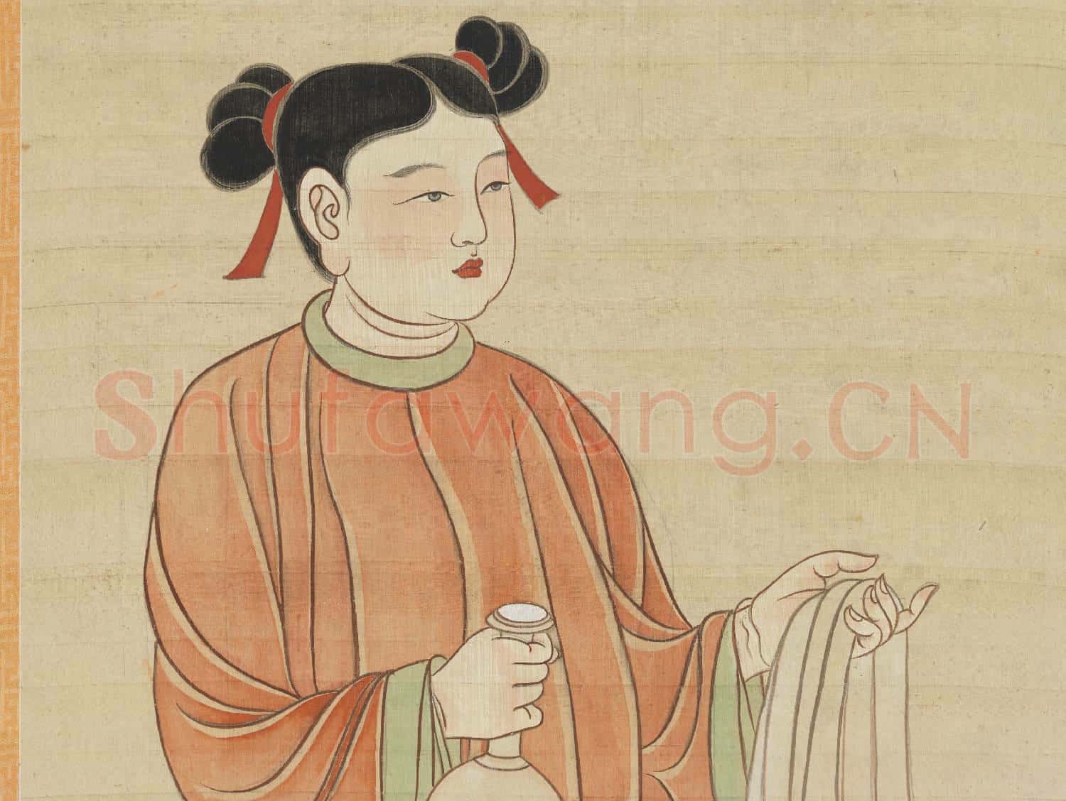 民國張大千摹敦煌莫高窟第一三八窟近事女 軸