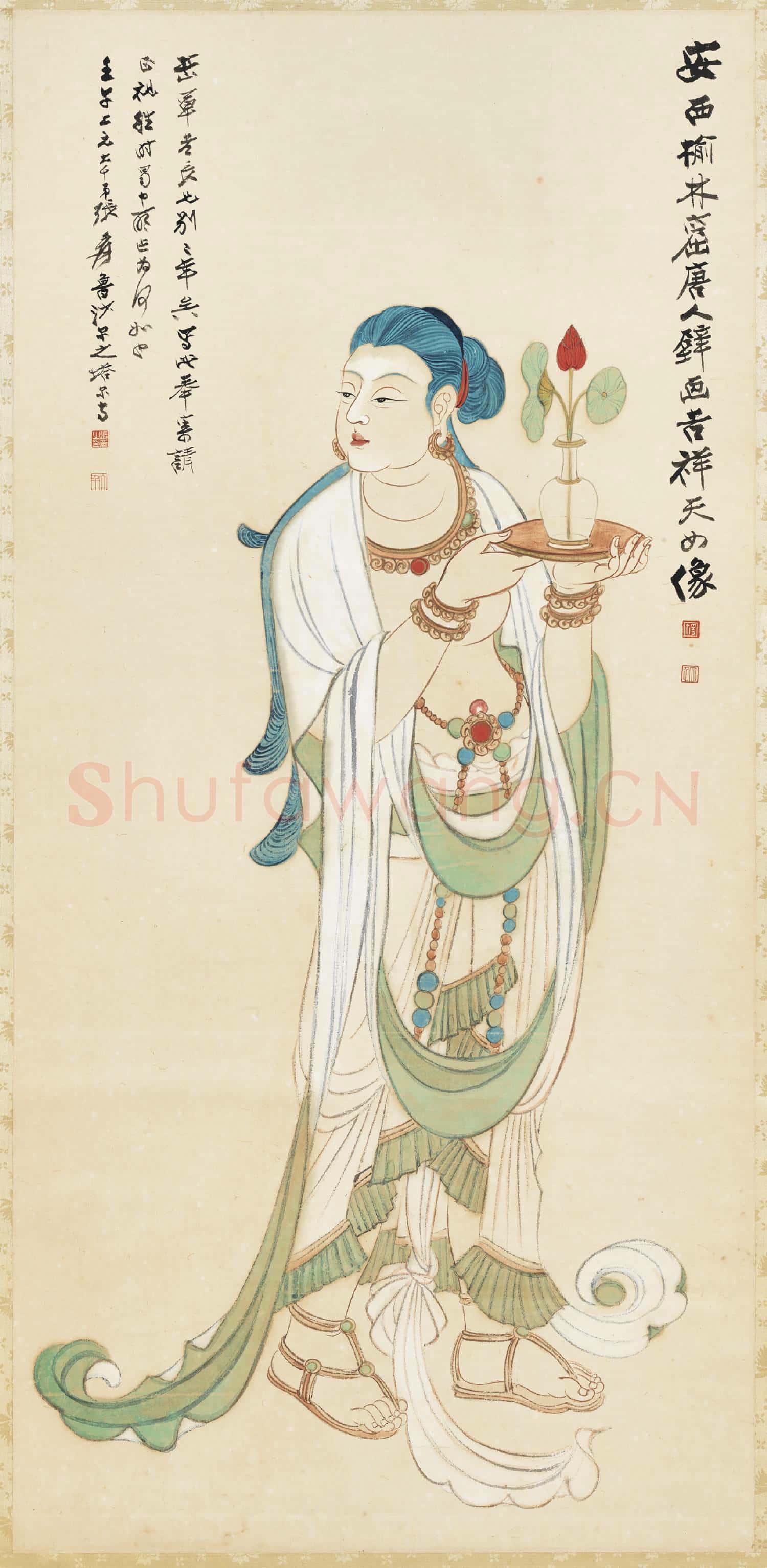 民國張大千吉祥天女 軸