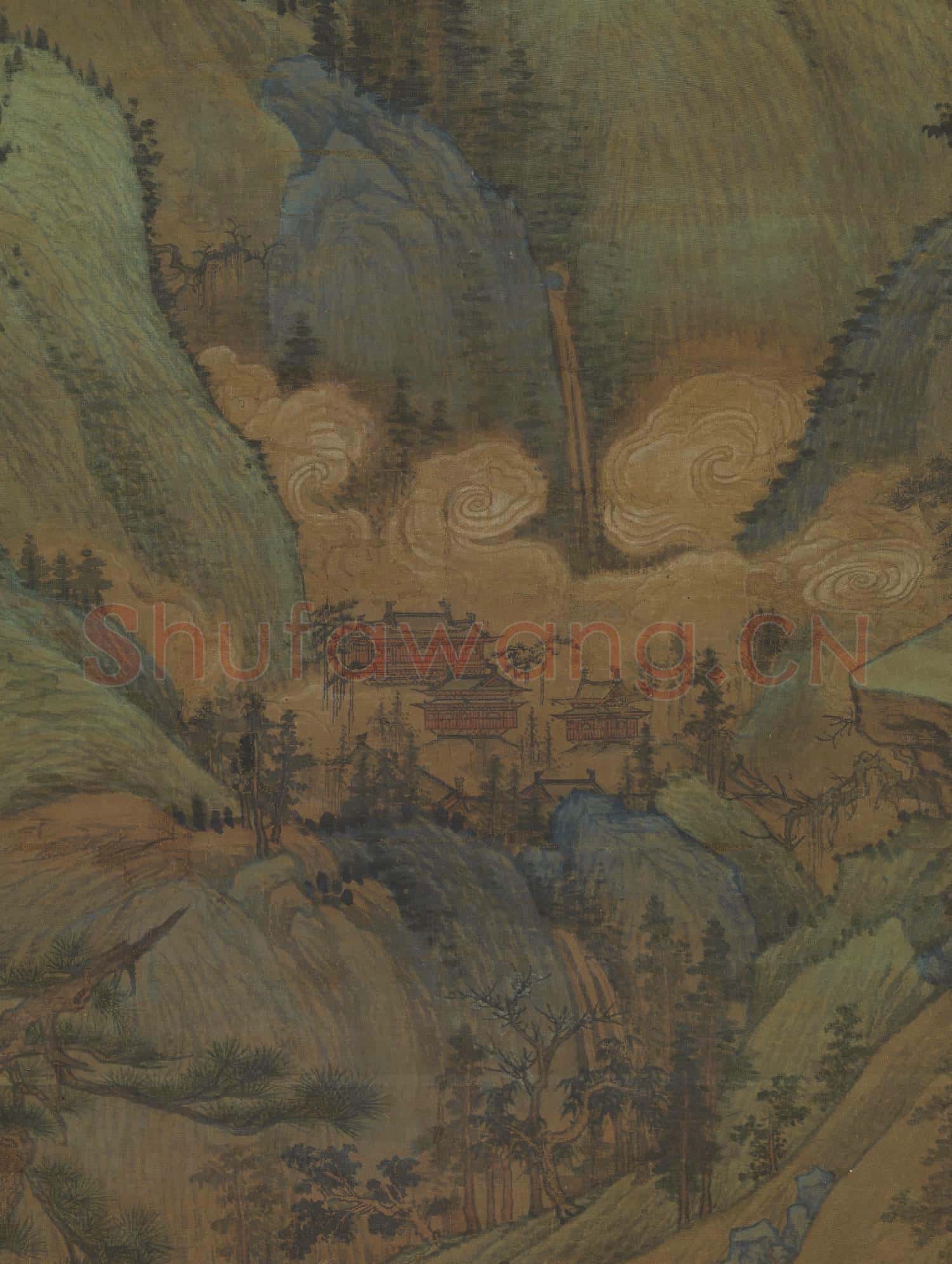 五代董源江堤晚景 軸