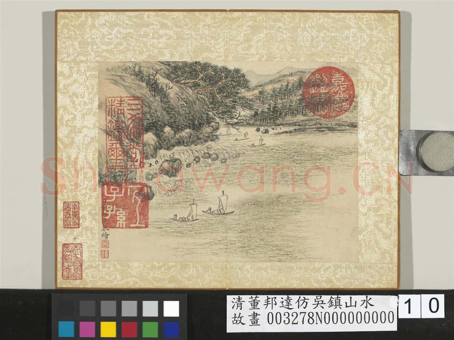 清董邦達仿吳鎮山水 冊 江岸帆影