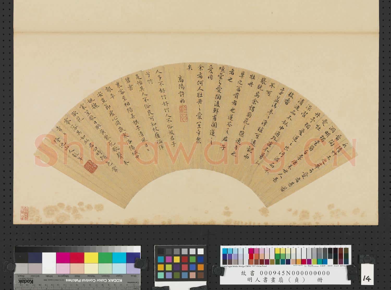 明人書畫扇(貞)冊 明許初行書詩彭年楷書詩