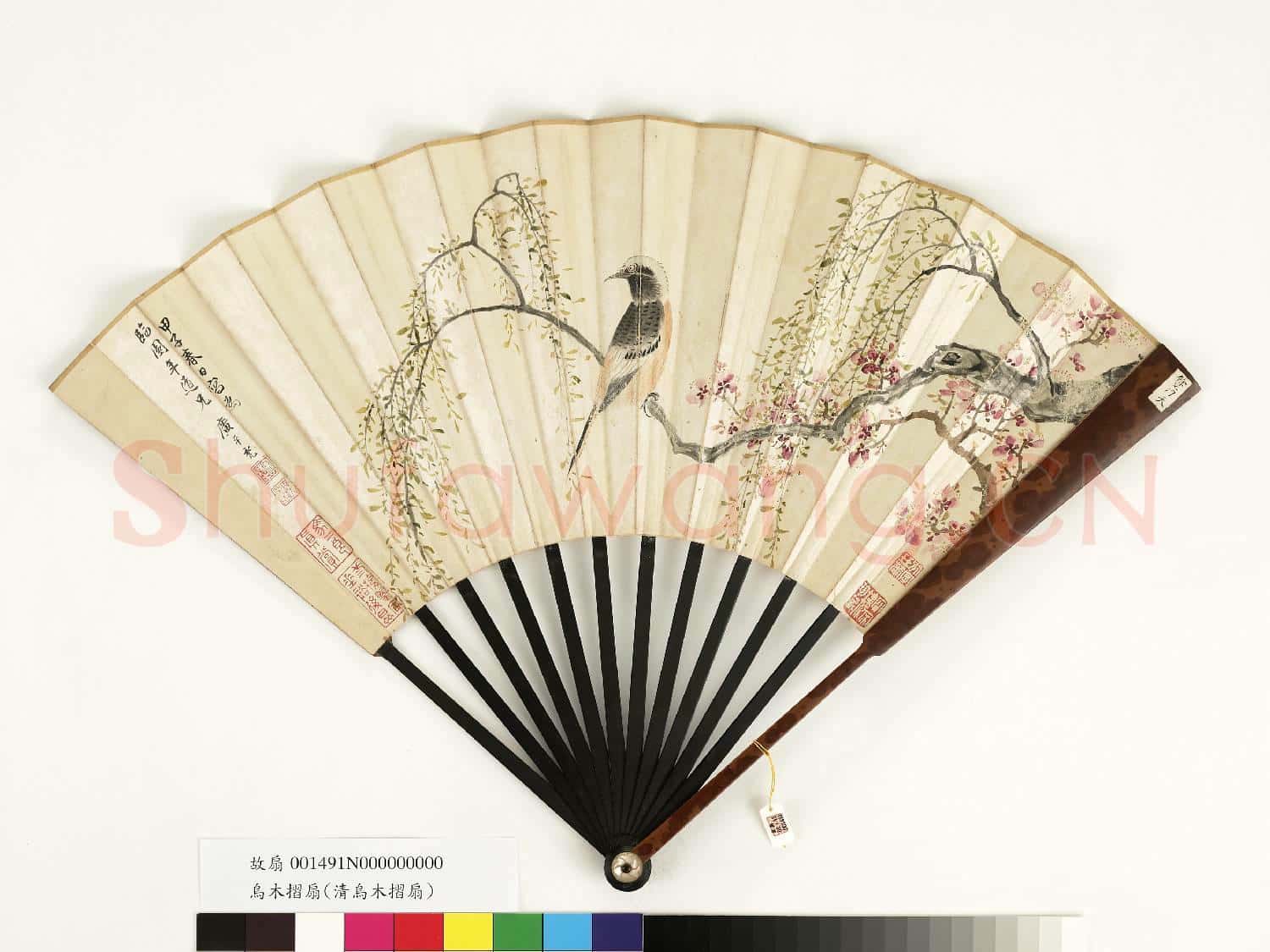 清永琰書乾隆御製載月八首疊去歲韻明宋秋士花鳥 成扇