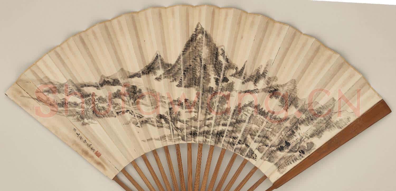 清王原祁山水 成扇