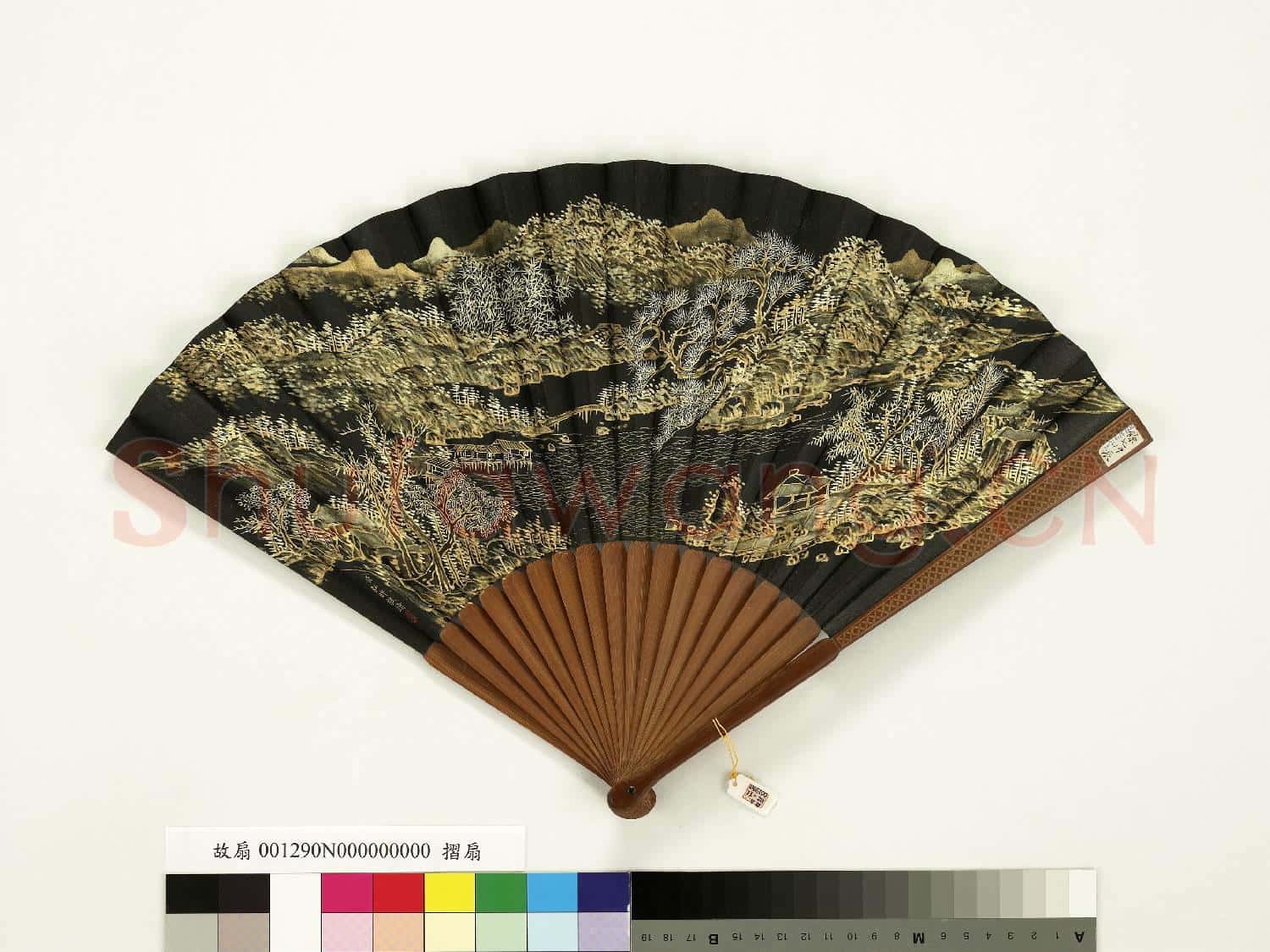 清永琰書乾隆御製題新正樂壽堂弘旿畫山水 成扇