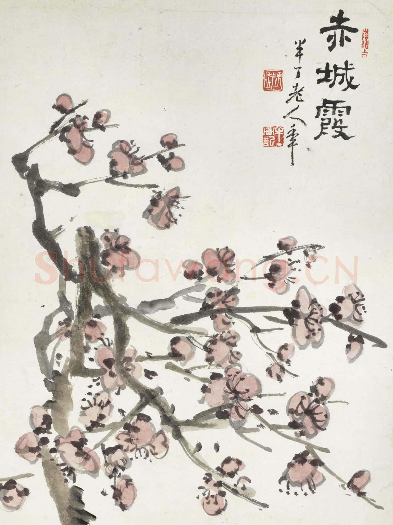 清陳年紅梅 軸