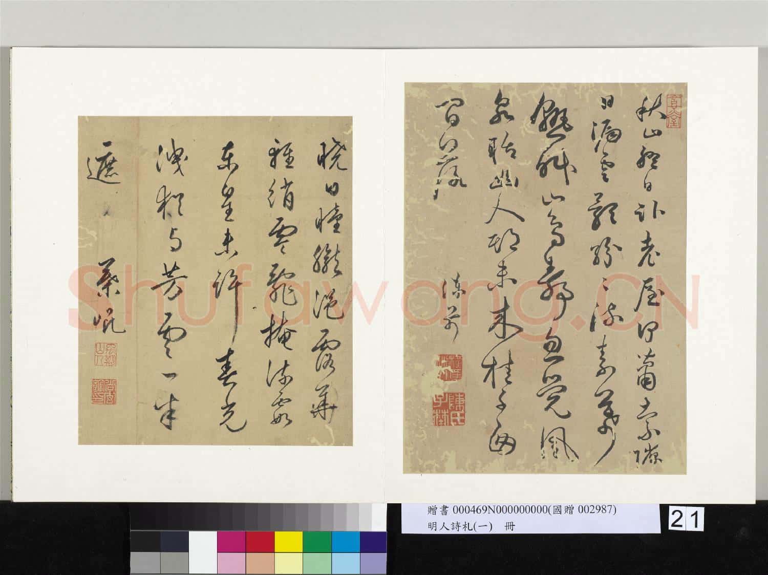 明人詩札冊(一)冊 陳芹草書五言詩