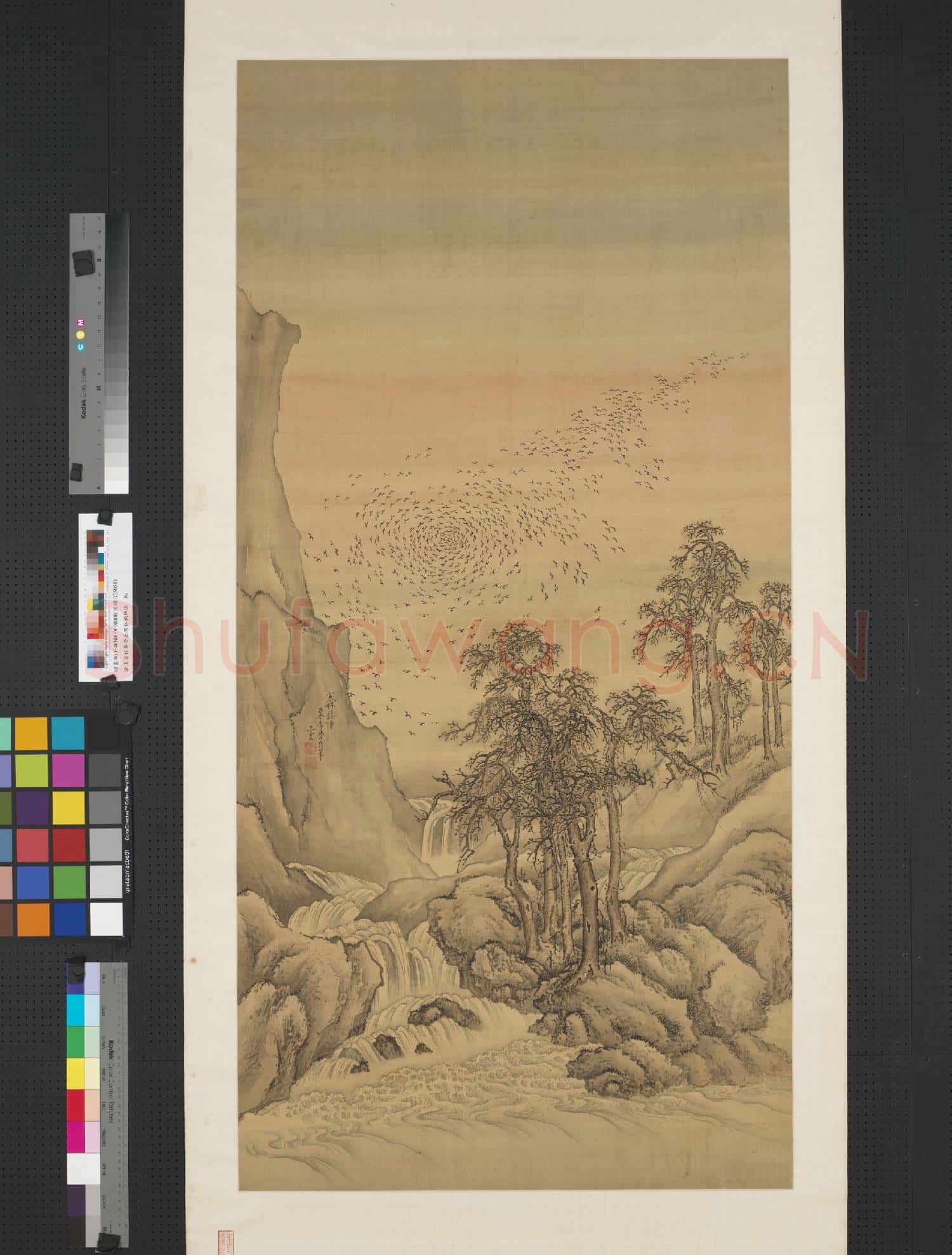 清王雲仿李營丘寒林鴉陣圖 軸
