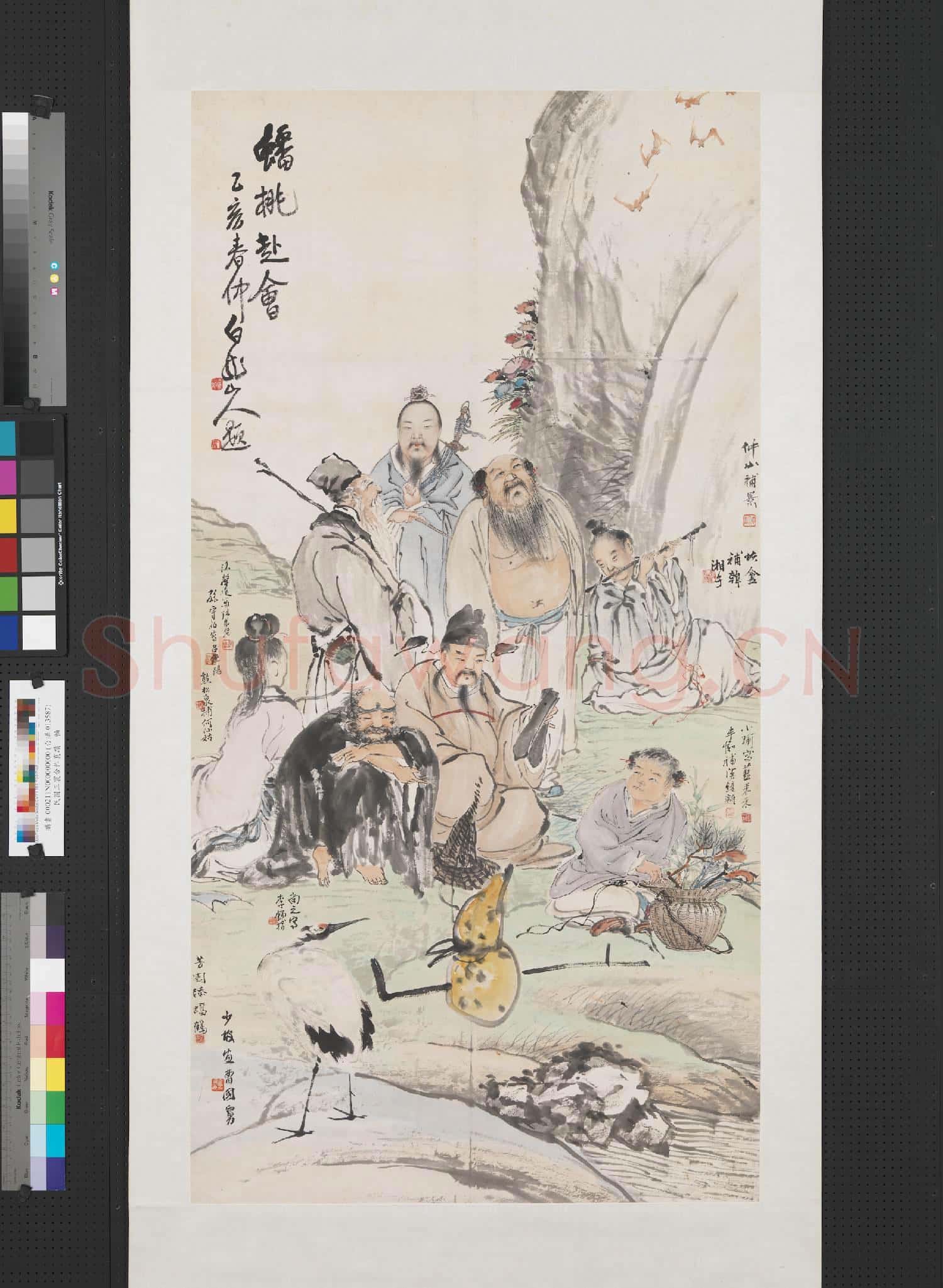 民國王震等人合作蟠桃赴會 軸
