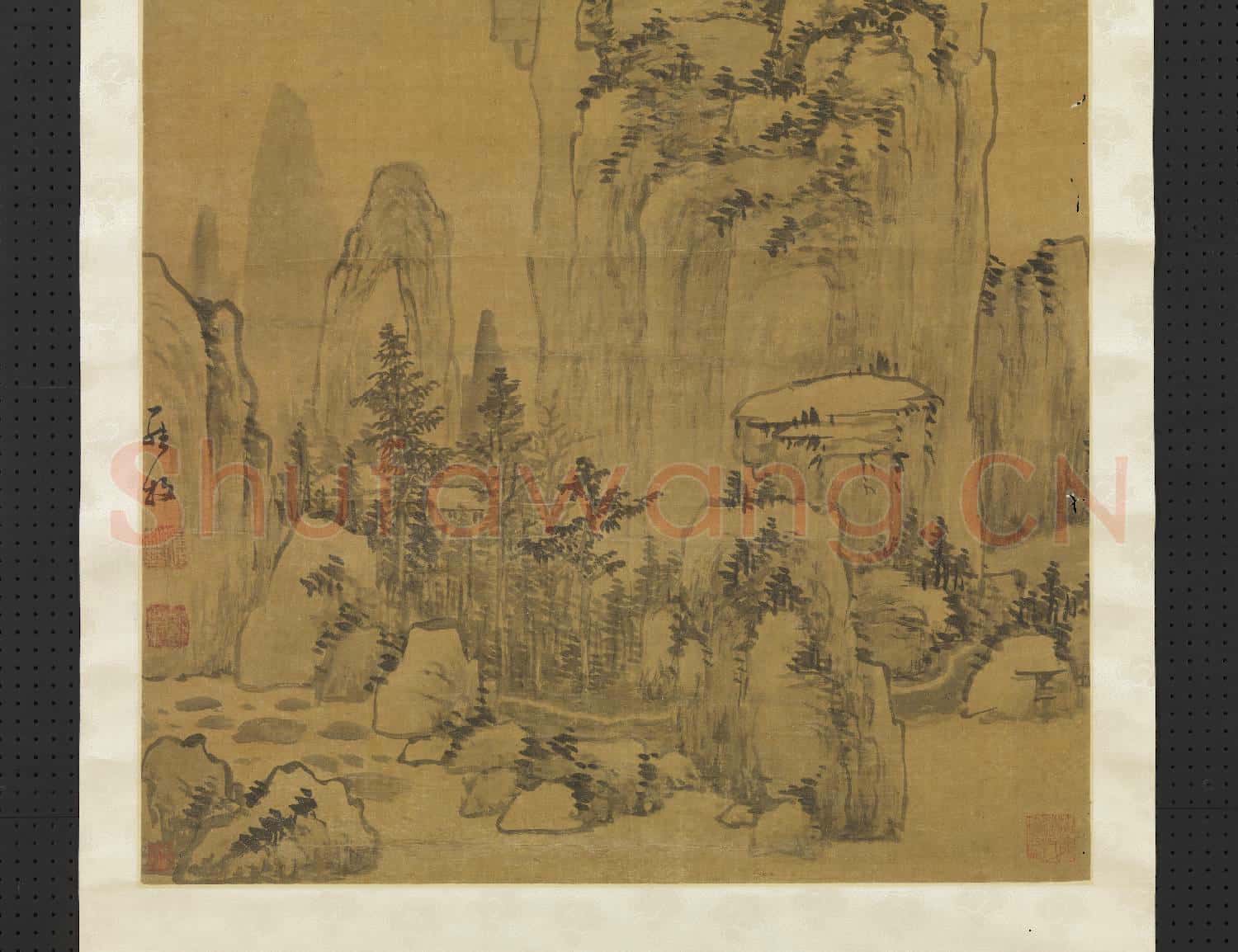 明羅牧山水四屏 軸