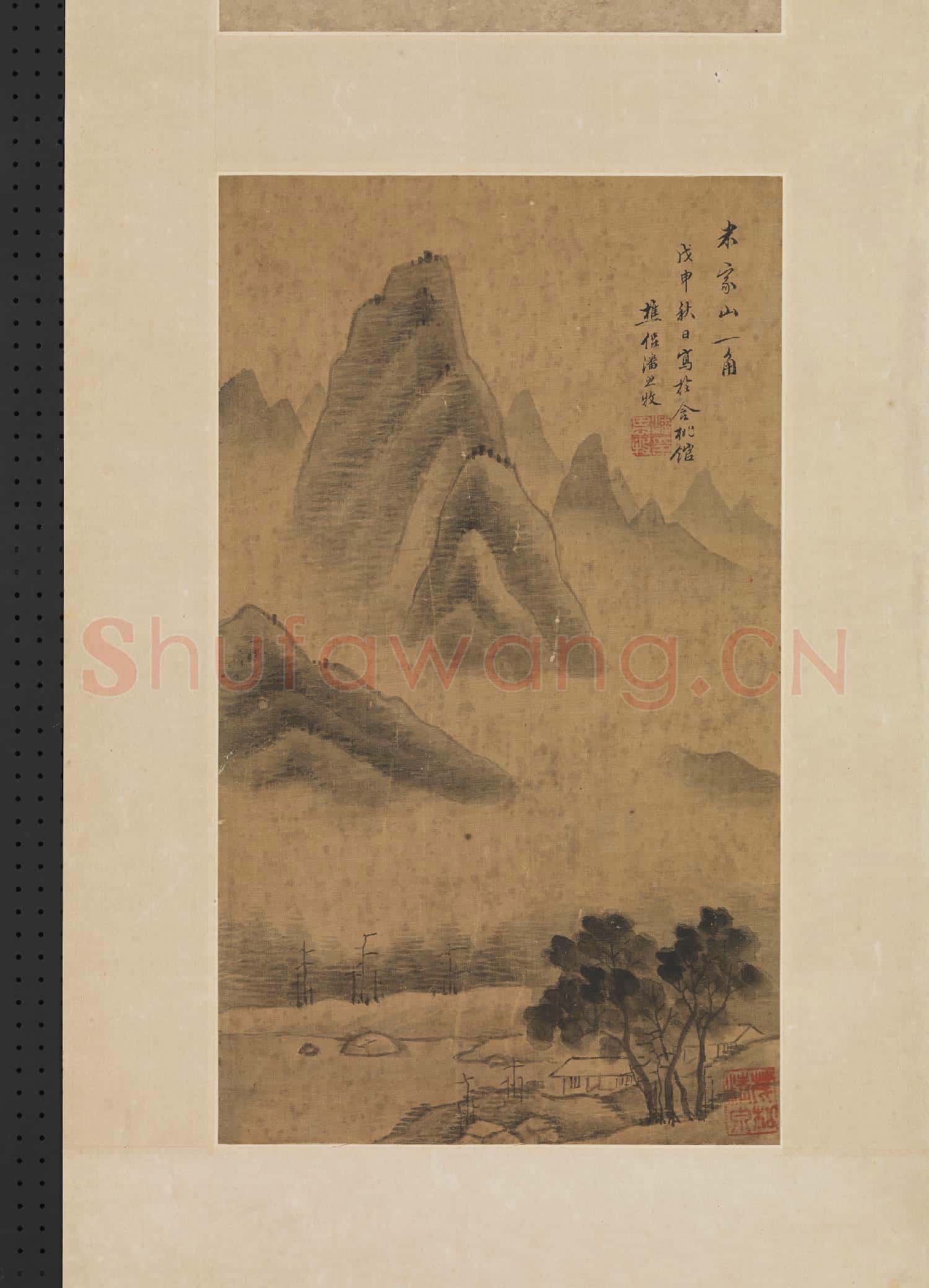 清王文治書法潘思牧山水 鏡片