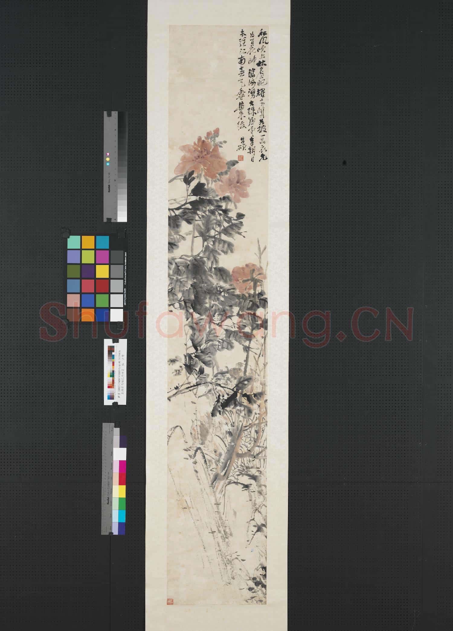 清吳昌碩花卉四屏 軸 牡丹