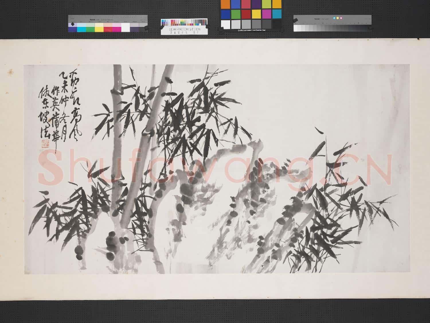 清蒲華竹石 鏡片