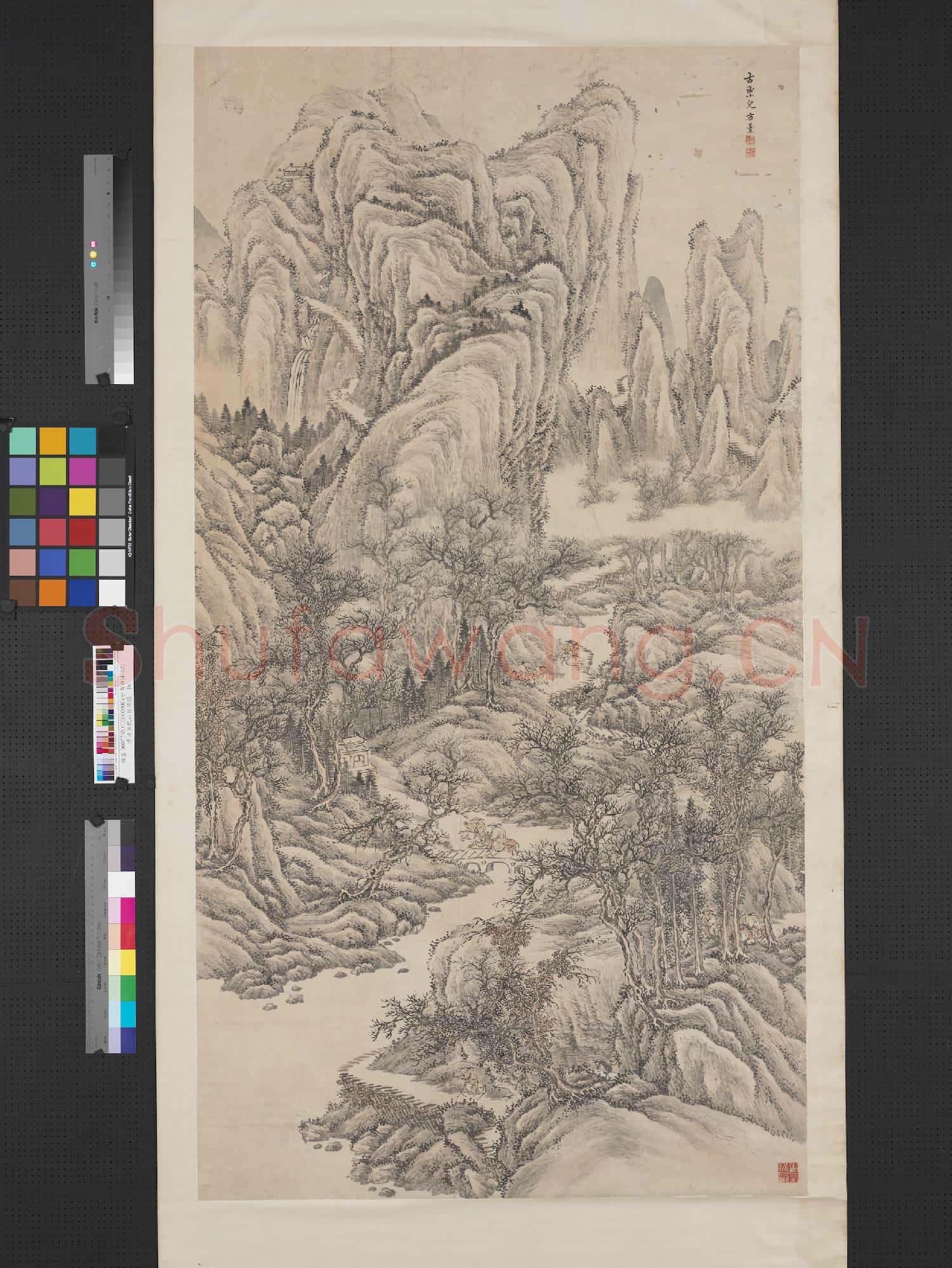 清方薰秋山行旅圖 軸