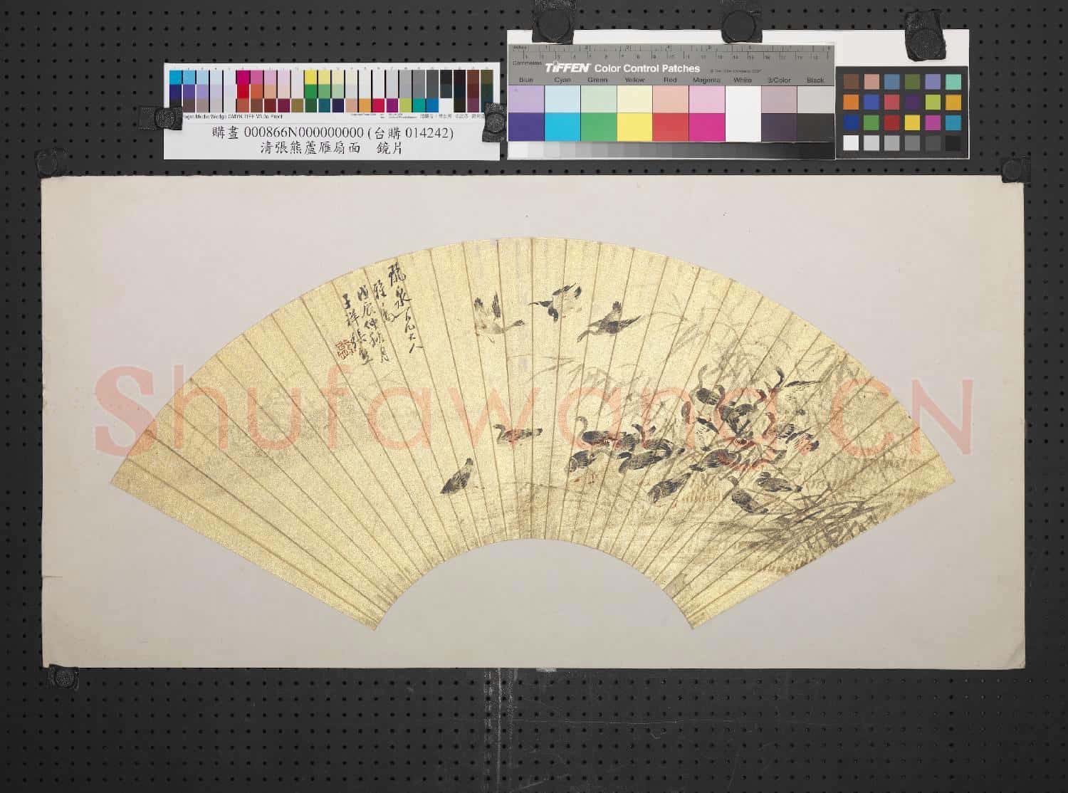 清張熊蘆雁扇面 鏡片