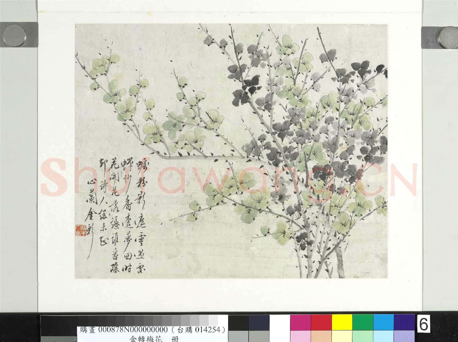 清金斕梅花 冊 蠣粉影遮雲過處