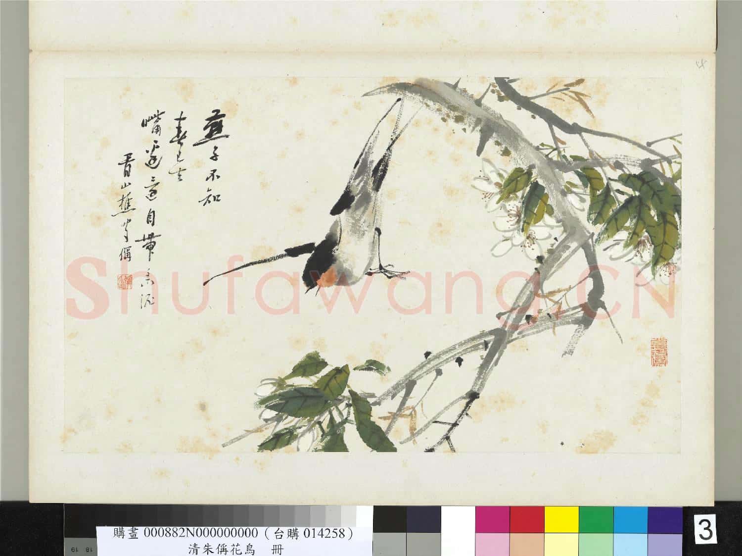 清朱偁花鳥冊 冊 梨花燕子