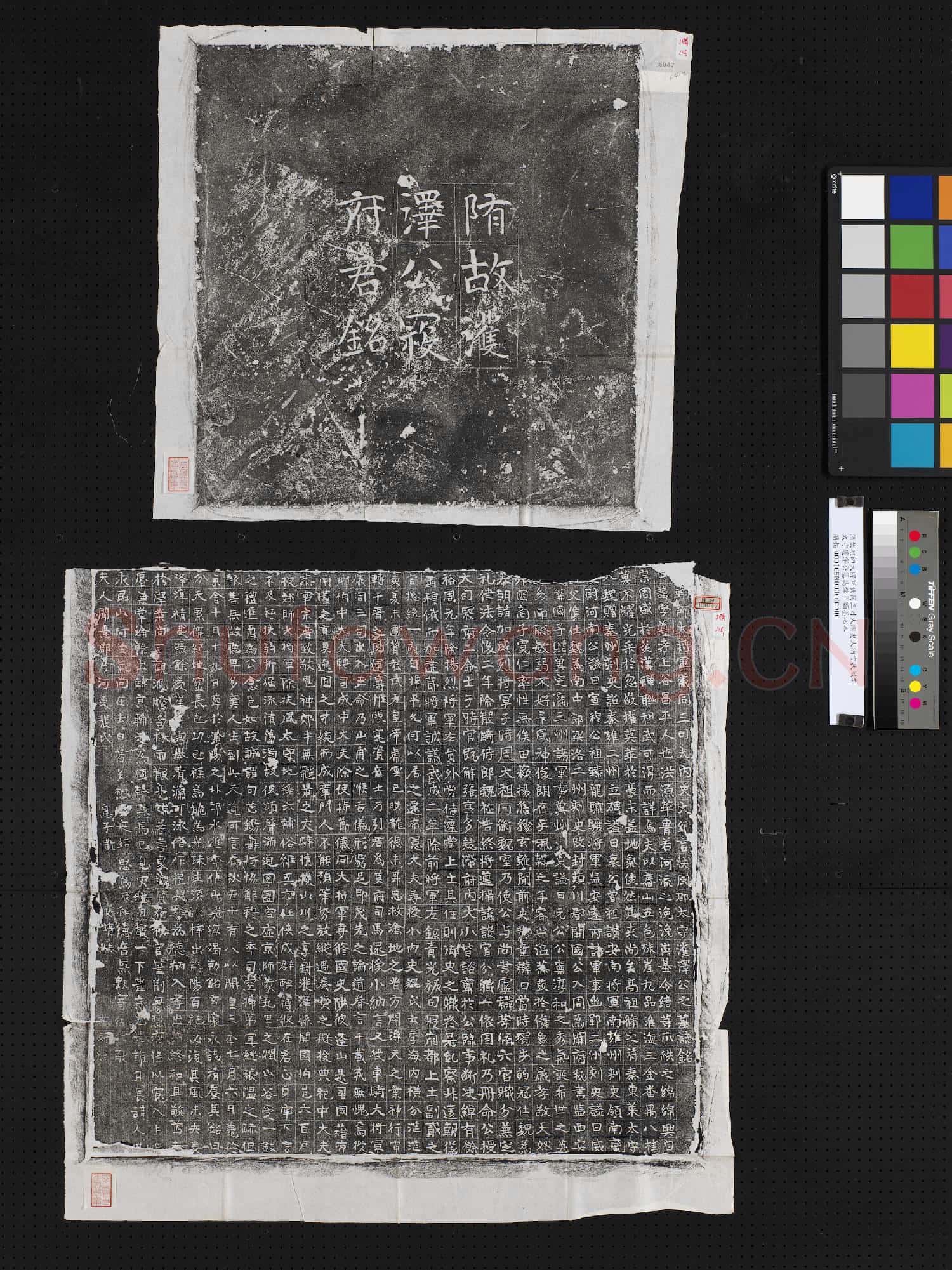 隋故翊師大將軍儀同三司大內史大納言扶風郡太守護澤公墓誌銘并額墨拓本