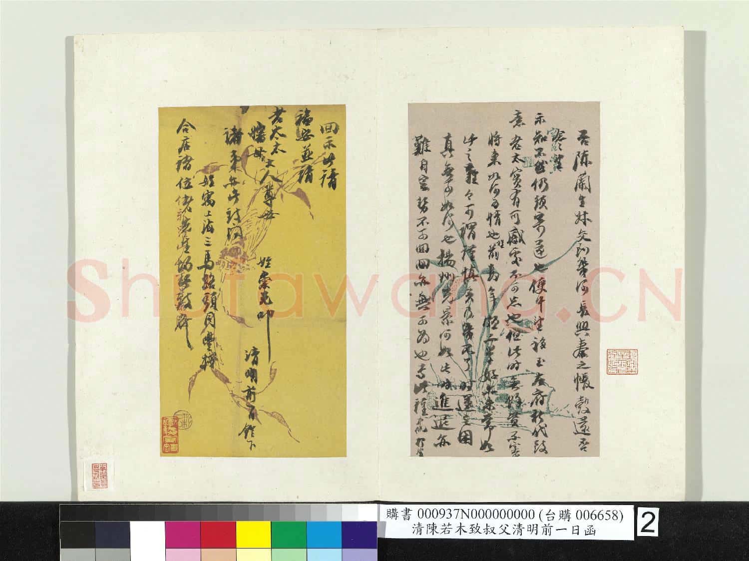 清陳若木致叔父清明前一日函 冊頁